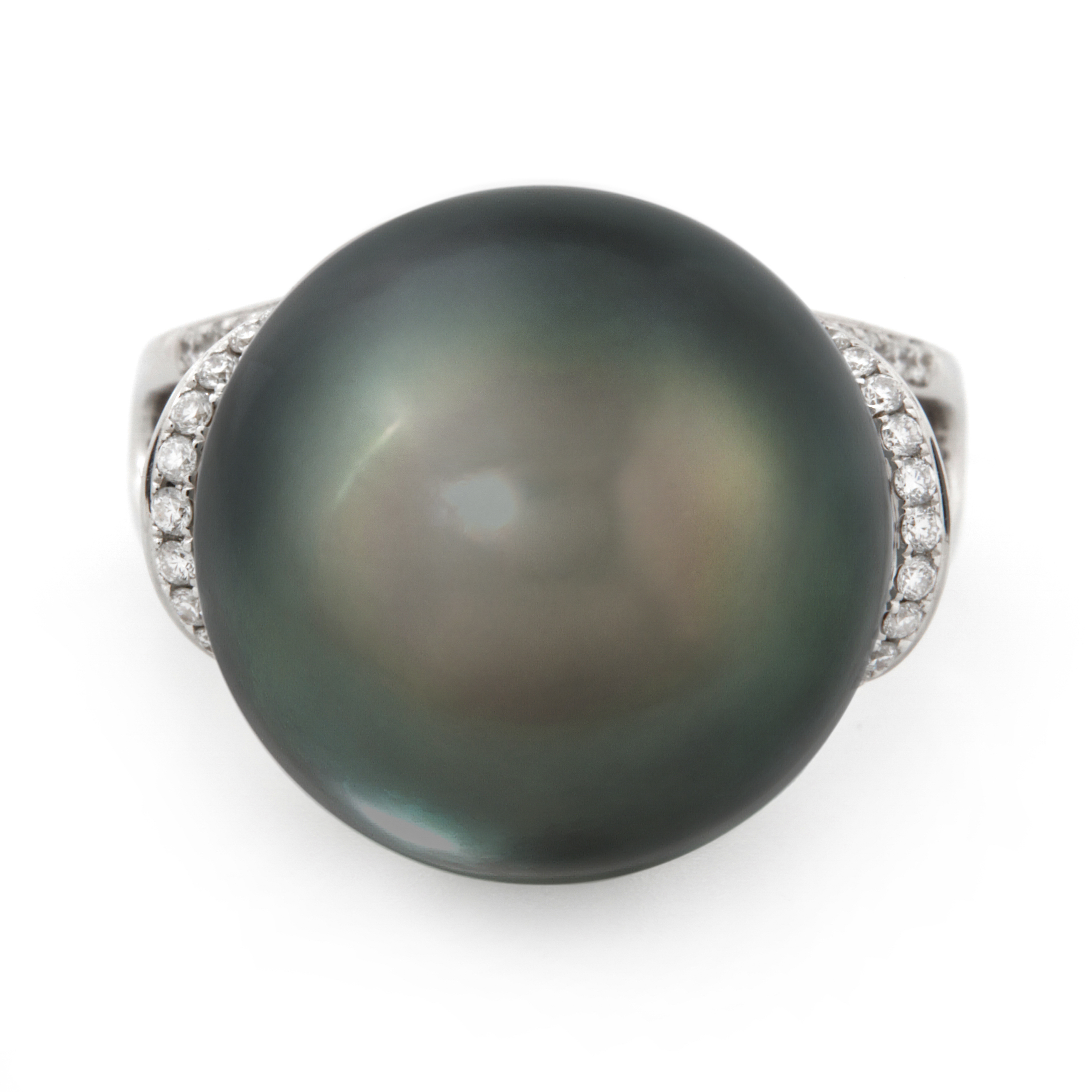 Inel PERLA din aur alb de 18k cu perla South Sea si diamante