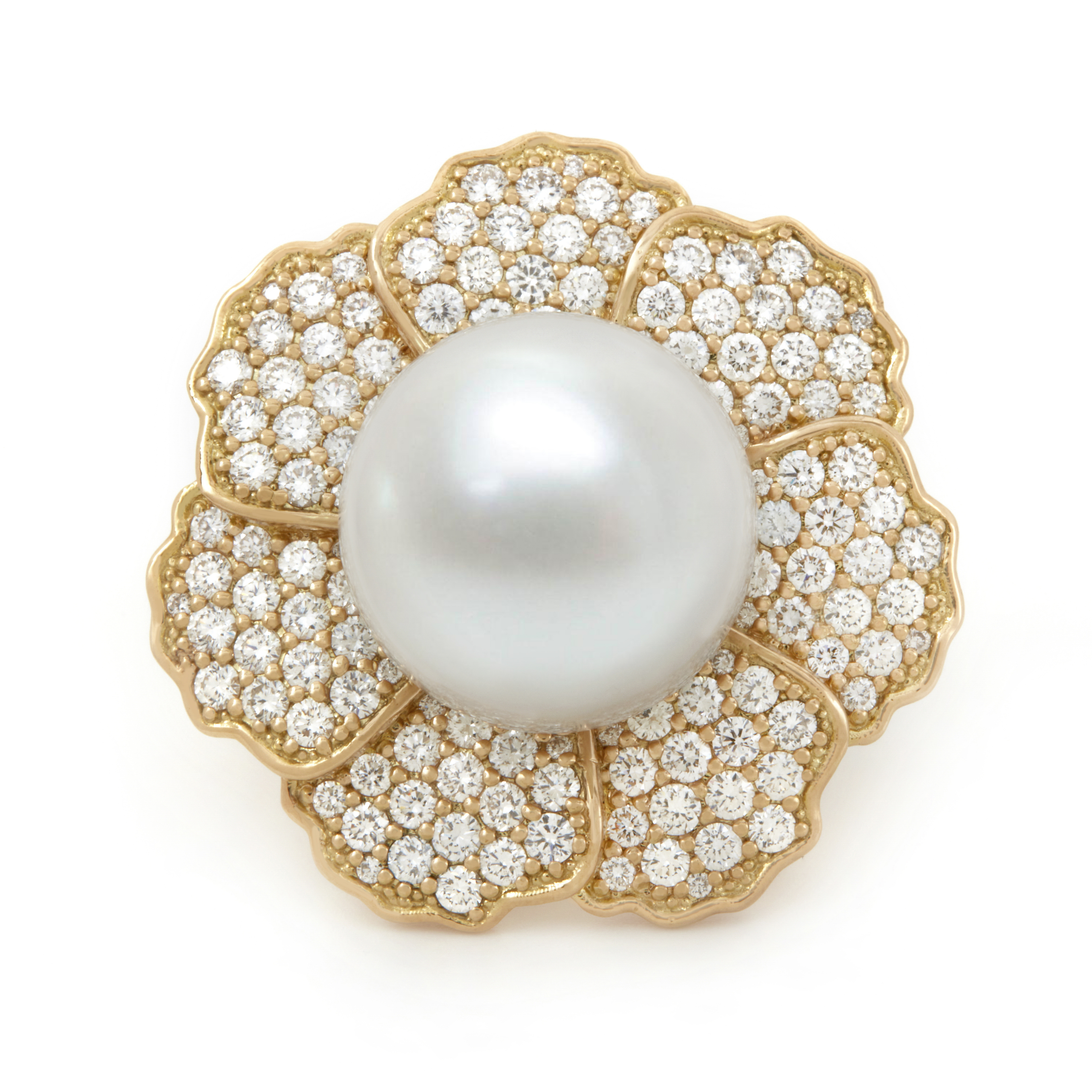 Inel PERLA din aur galben de 18k cu perla South Sea si diamante