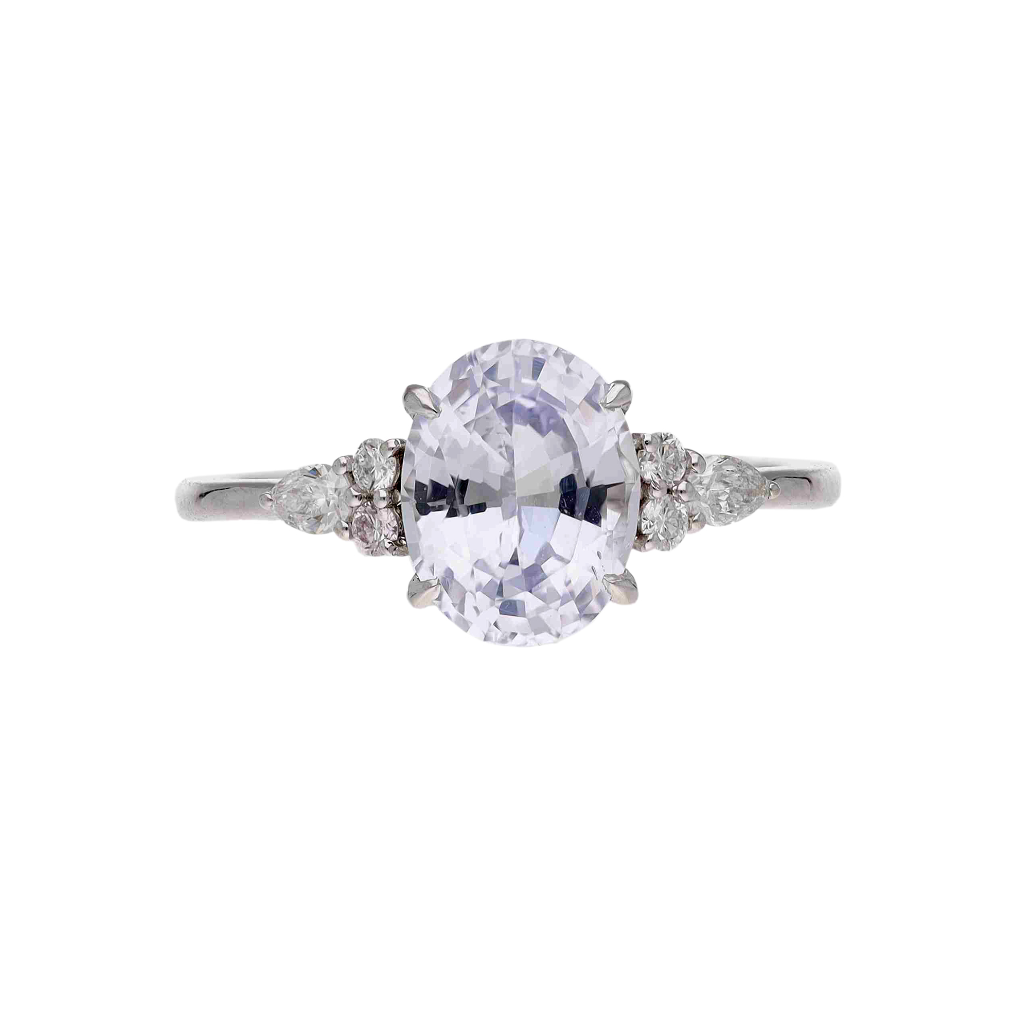 Inel TIMELESS din aur alb de 18k cu safir alb si diamante