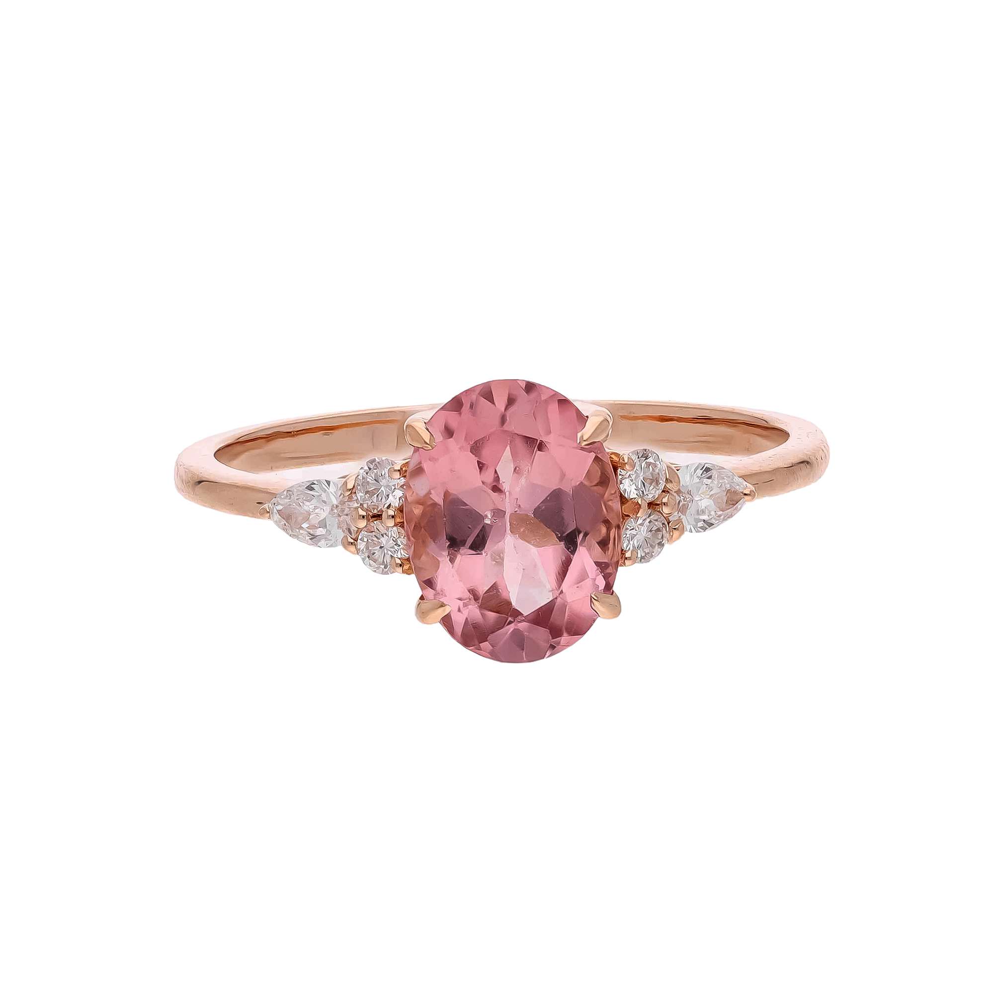 Inel TIMELESS din aur roz de 18k cu turmalina si diamante