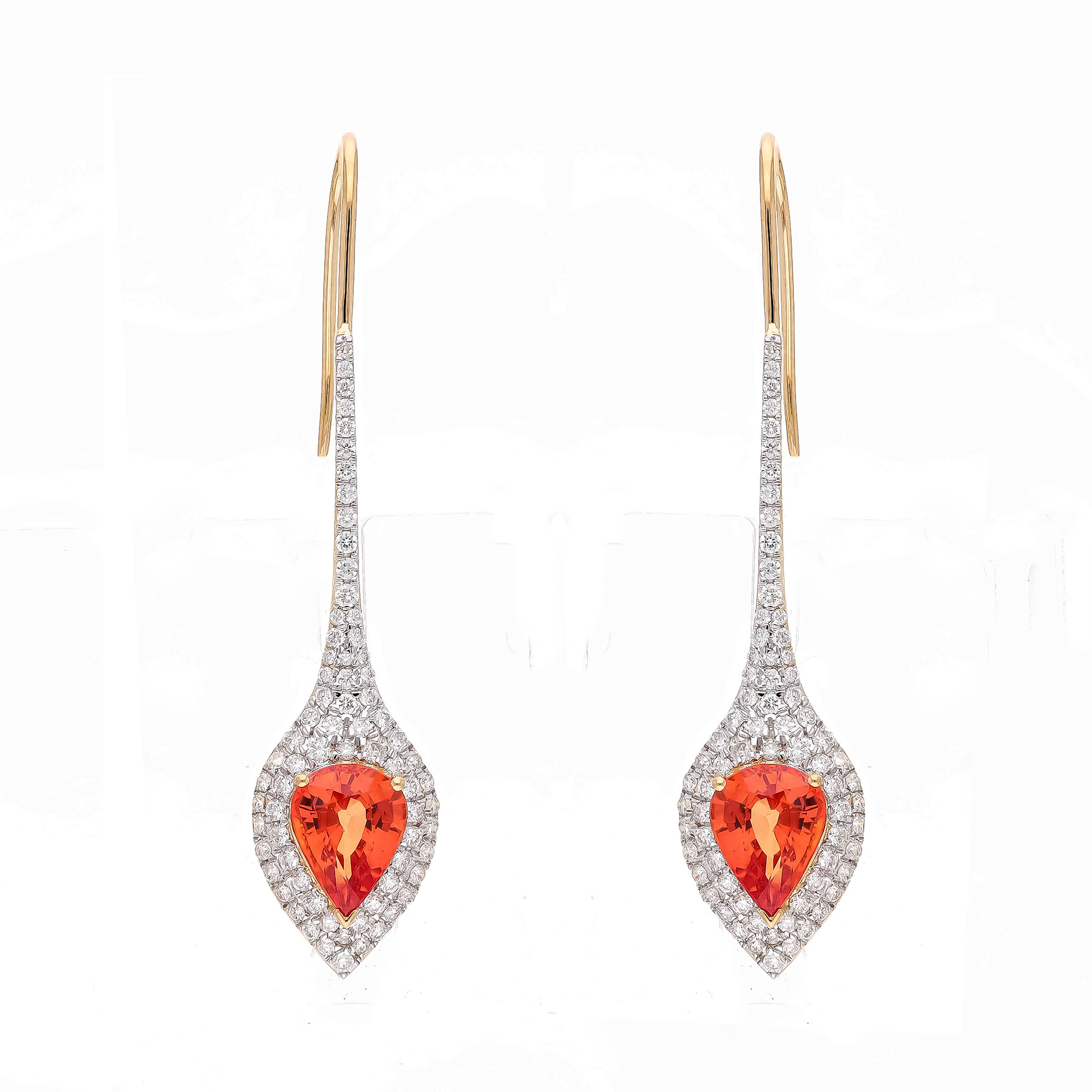 Cercei TIMELESS din aur galben de 18k cu safire portocalii si diamante
