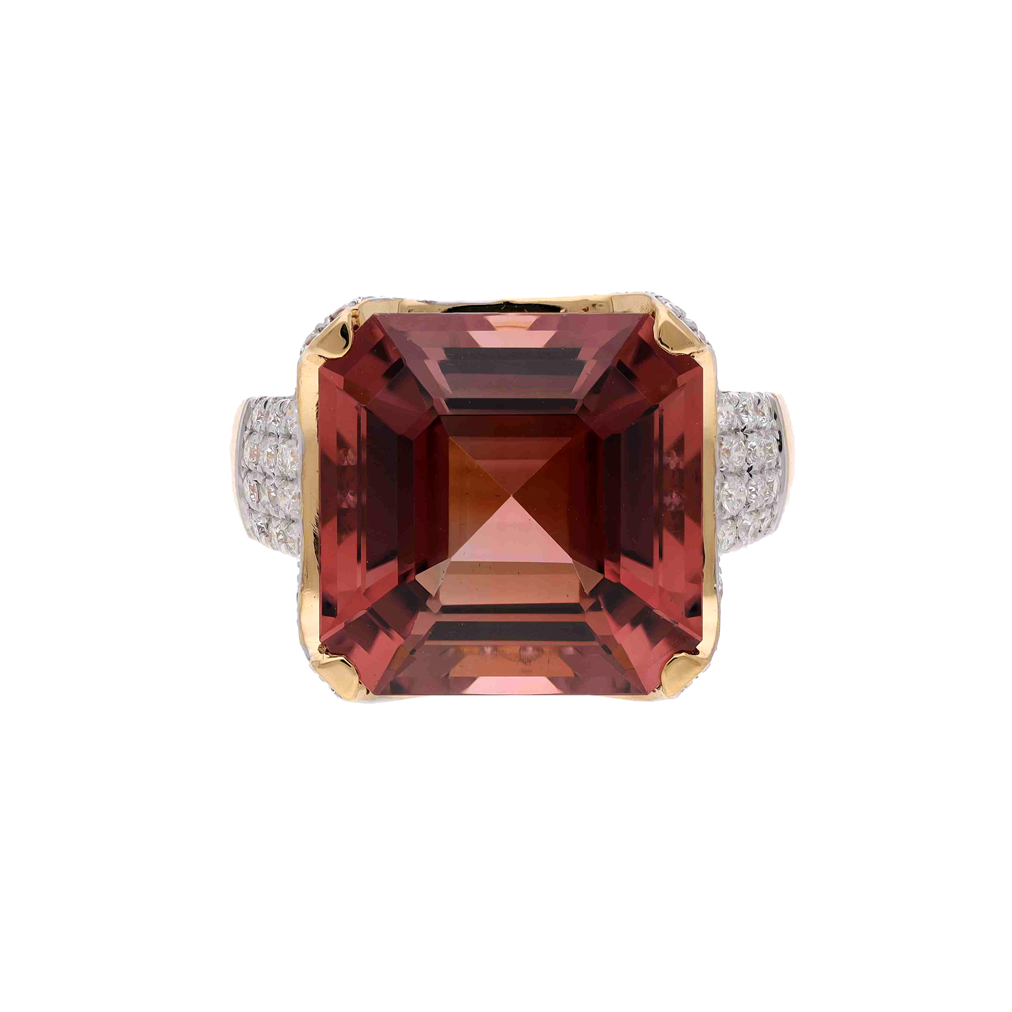 Inel GALA din aur galben de 18k cu turmalina (9,76 ct.) si diamante