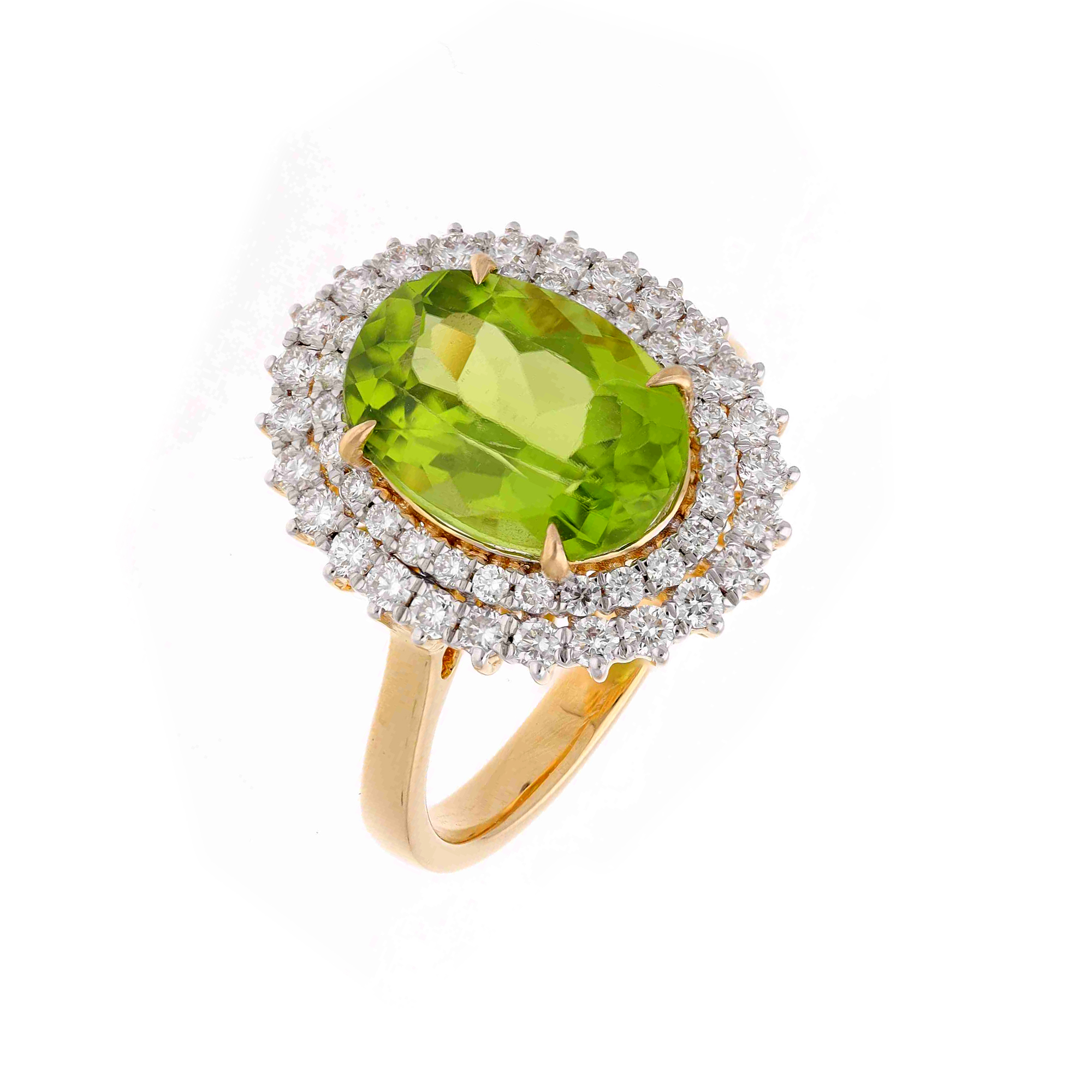 Inel TIMELESS din aur galben de 18k cu peridot si diamante