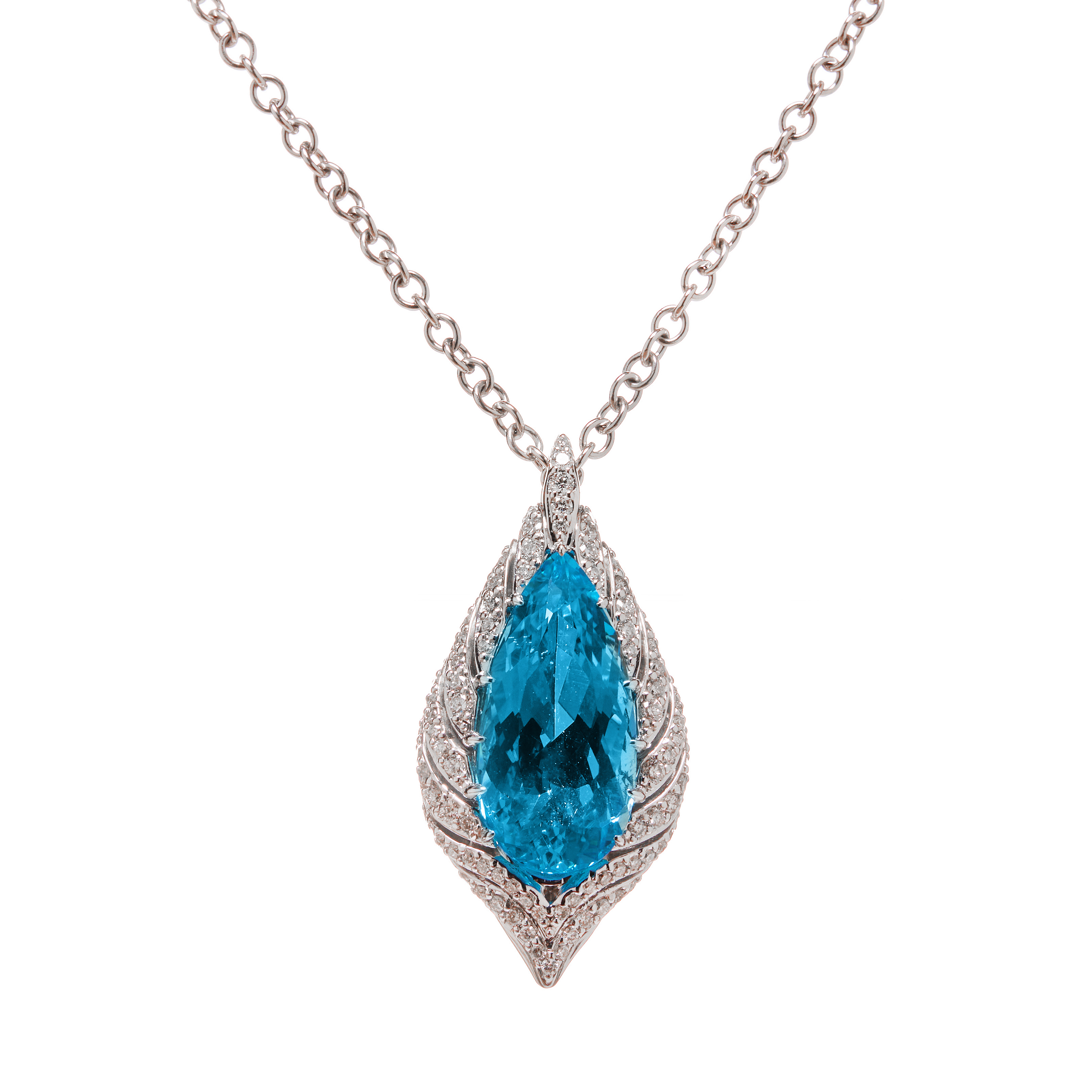Pandantiv GALA din aur alb de 18k cu topaz swiss (9.03 ct.) si diamante (0.76 ct.)
