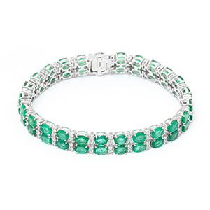 Bratara TIMELESS din aur alb de 18k cu smaralde si diamante