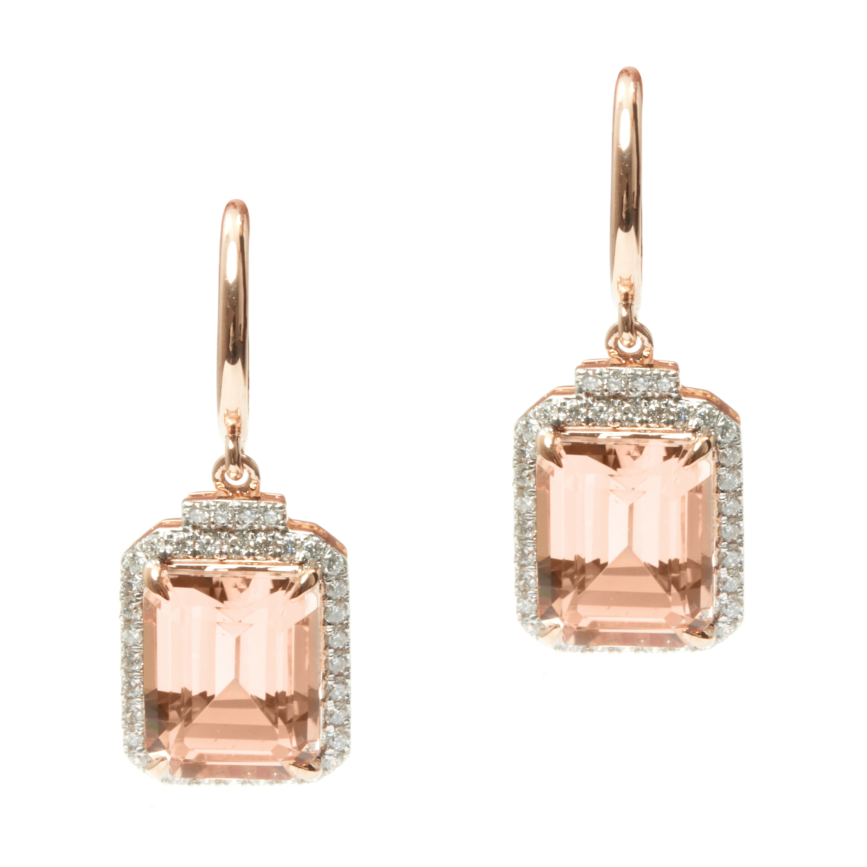 Cercei TIMELESS din aur roz de 18k cu morganit si diamante