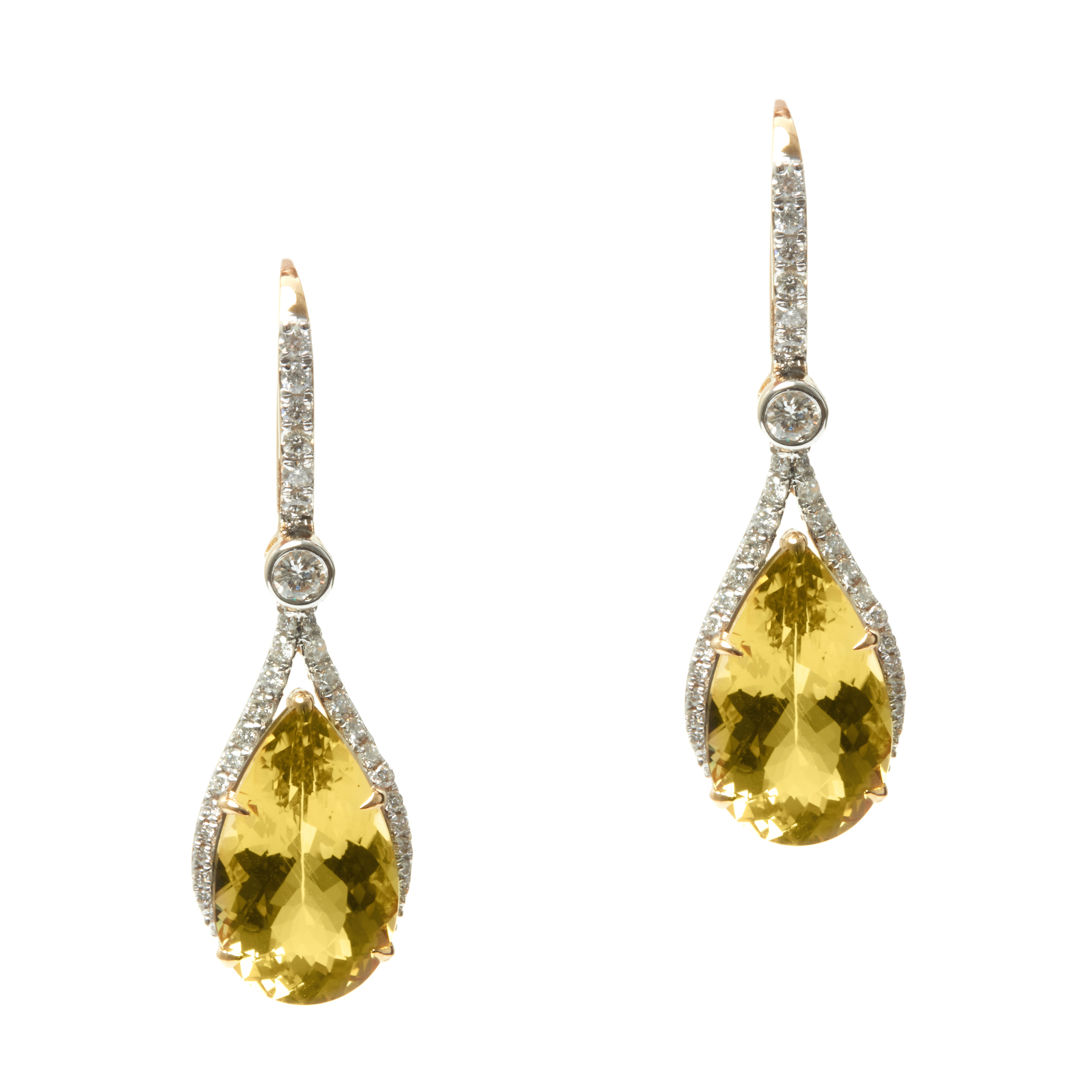 Cercei TIMELESS din aur galben de 18k cu citrin si diamante