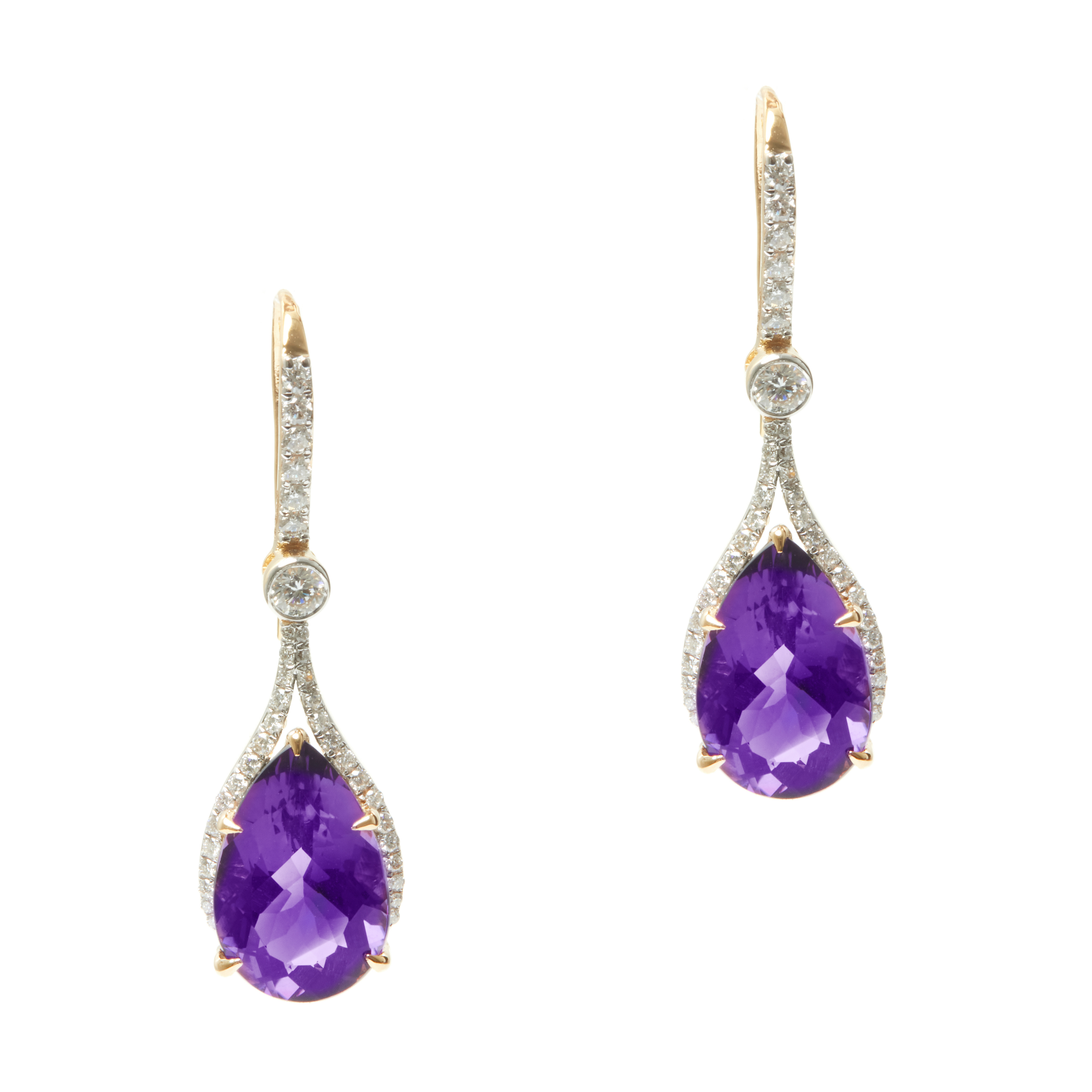 Cercei TIMELESS din aur galben de 18k cu ametist si diamante