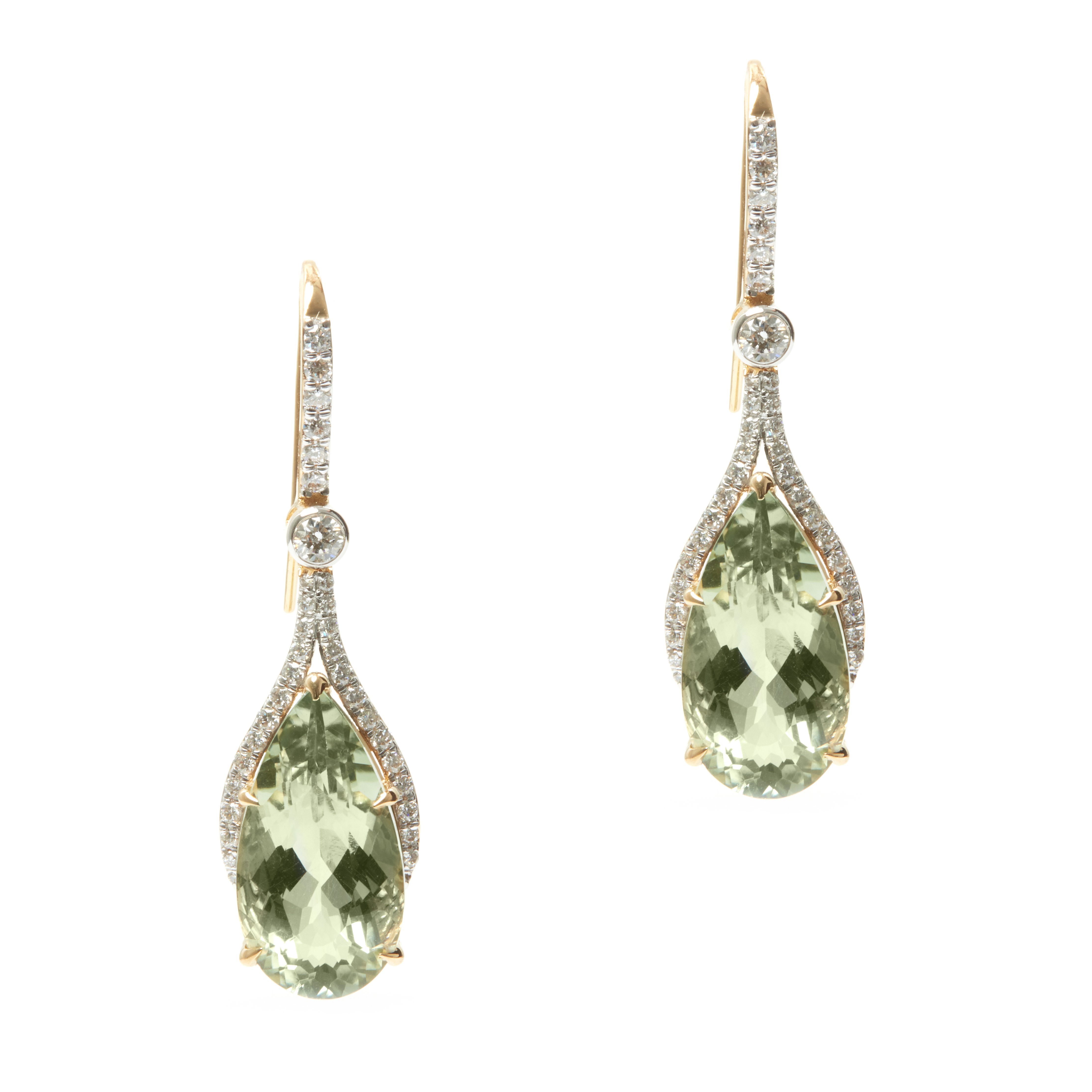 Cercei TIMELESS din aur galben de 18k cu ametist verde si diamante