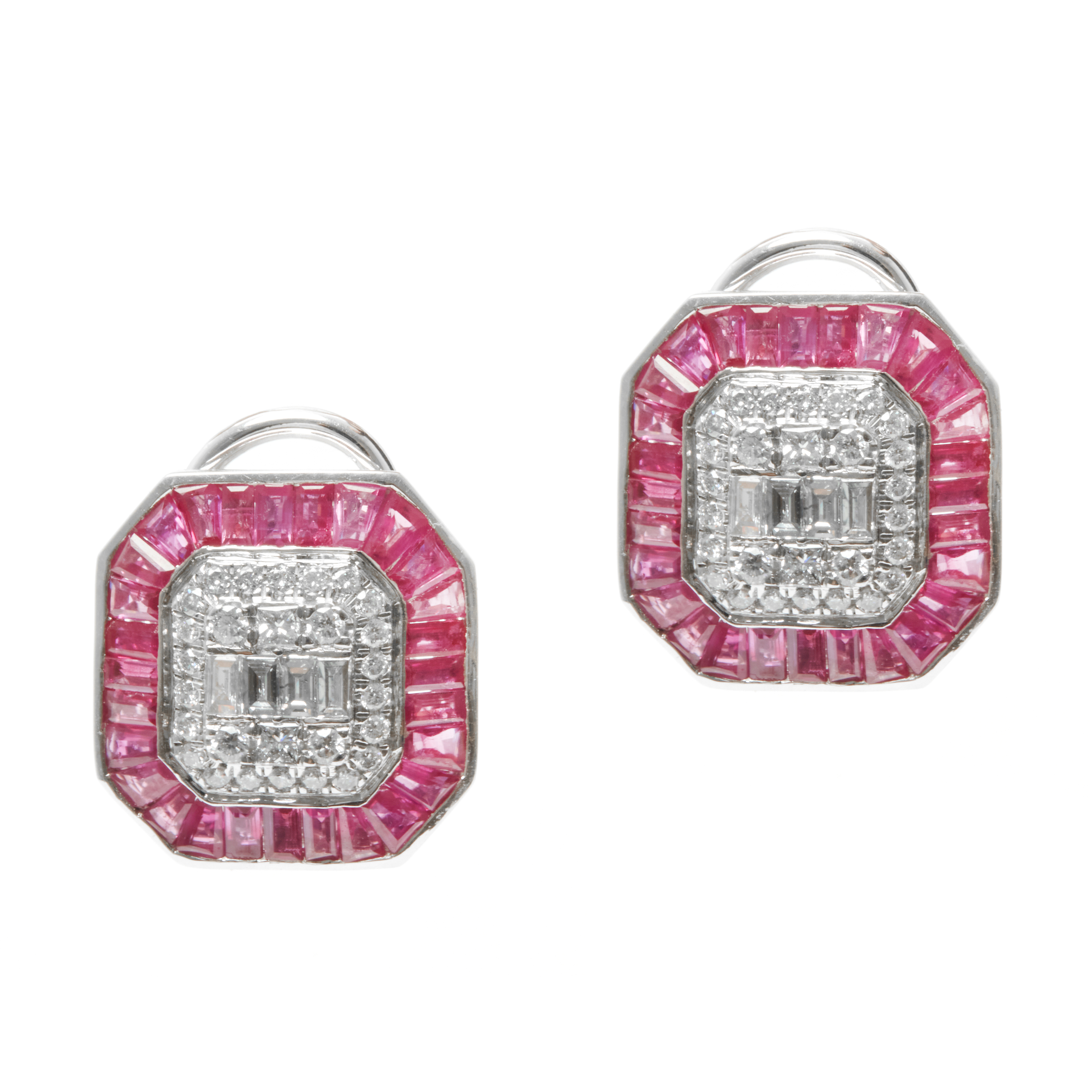 Cercei GALA din aur alb de 18k cu rubine (4.14 ct.) si diamante (1.07 ct.)