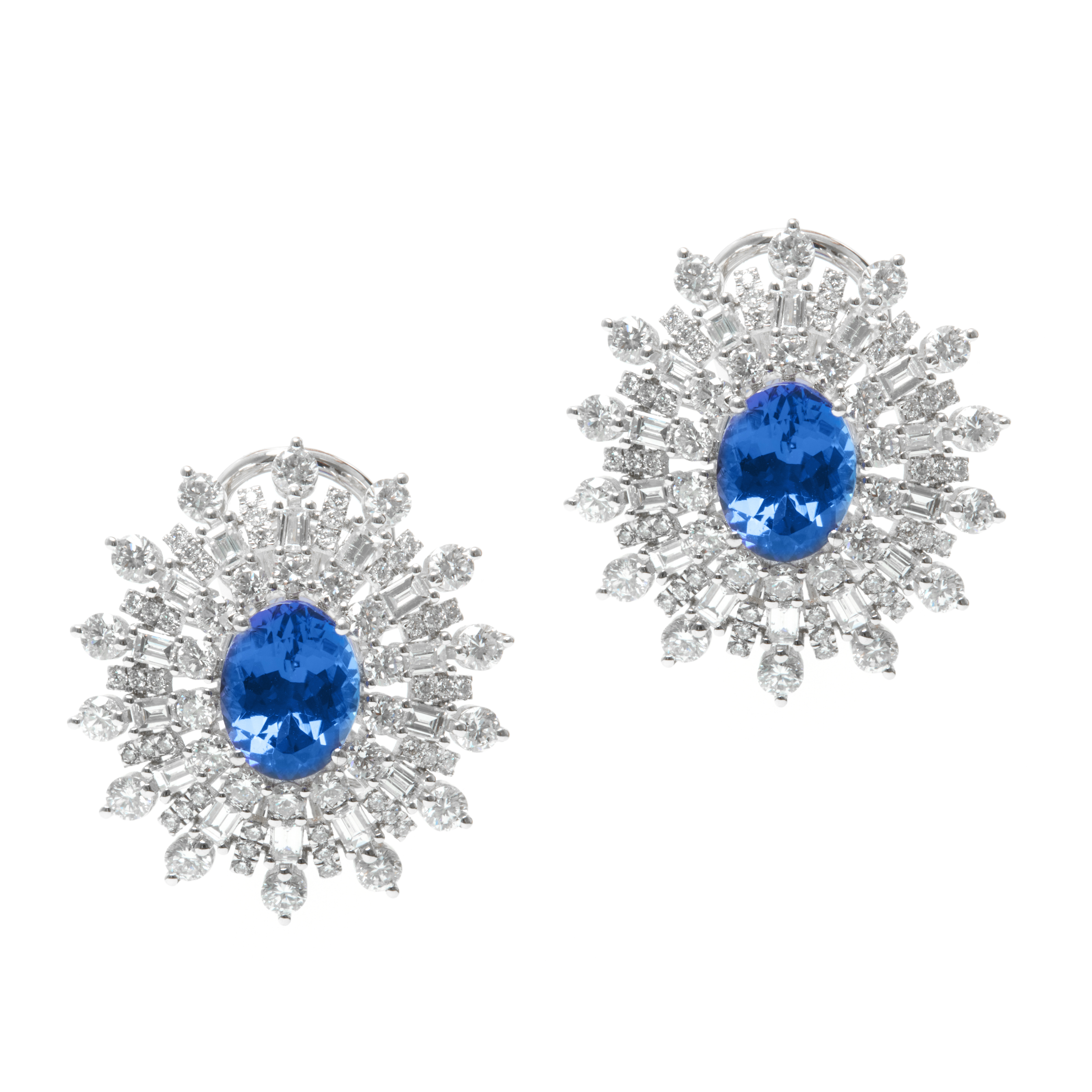 Cercei GALA din aur alb de 18k cu tanzanit (3.97 ct.) si diamante (3.97 ct.)