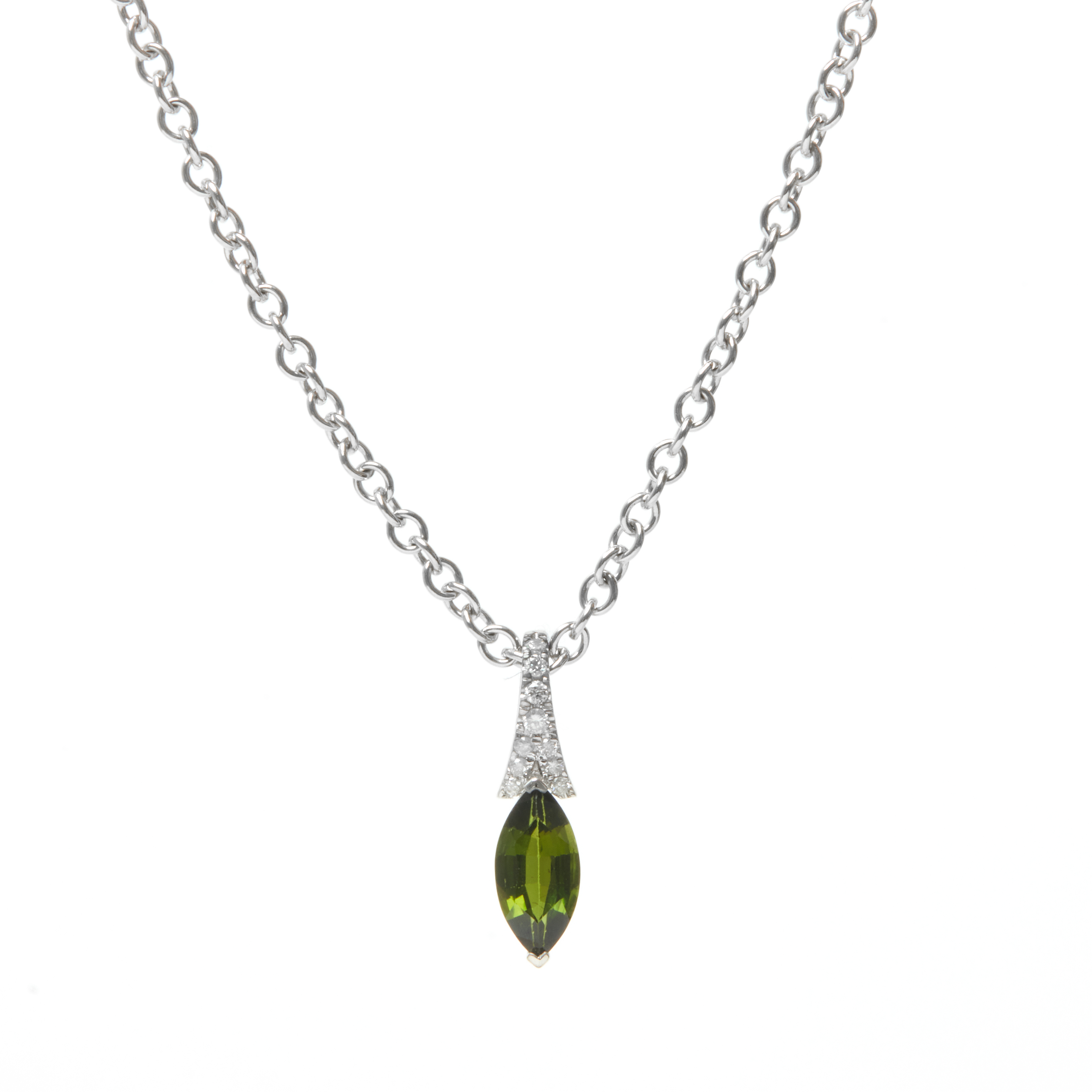 Pandantiv TIMELESS din aur alb de 14k cu turmalina si diamante