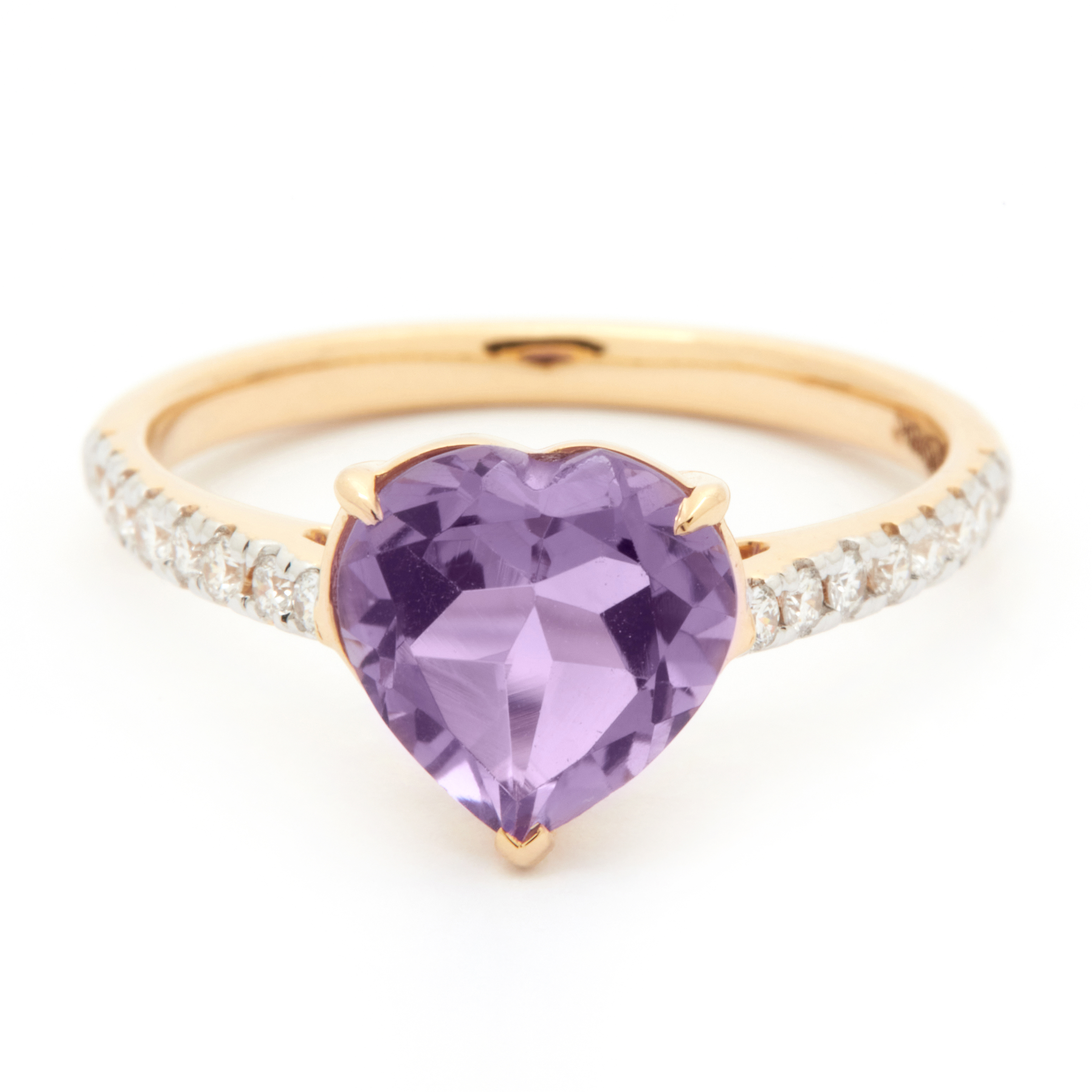 Inel ADORA din aur galben de 18k cu ametist si diamante