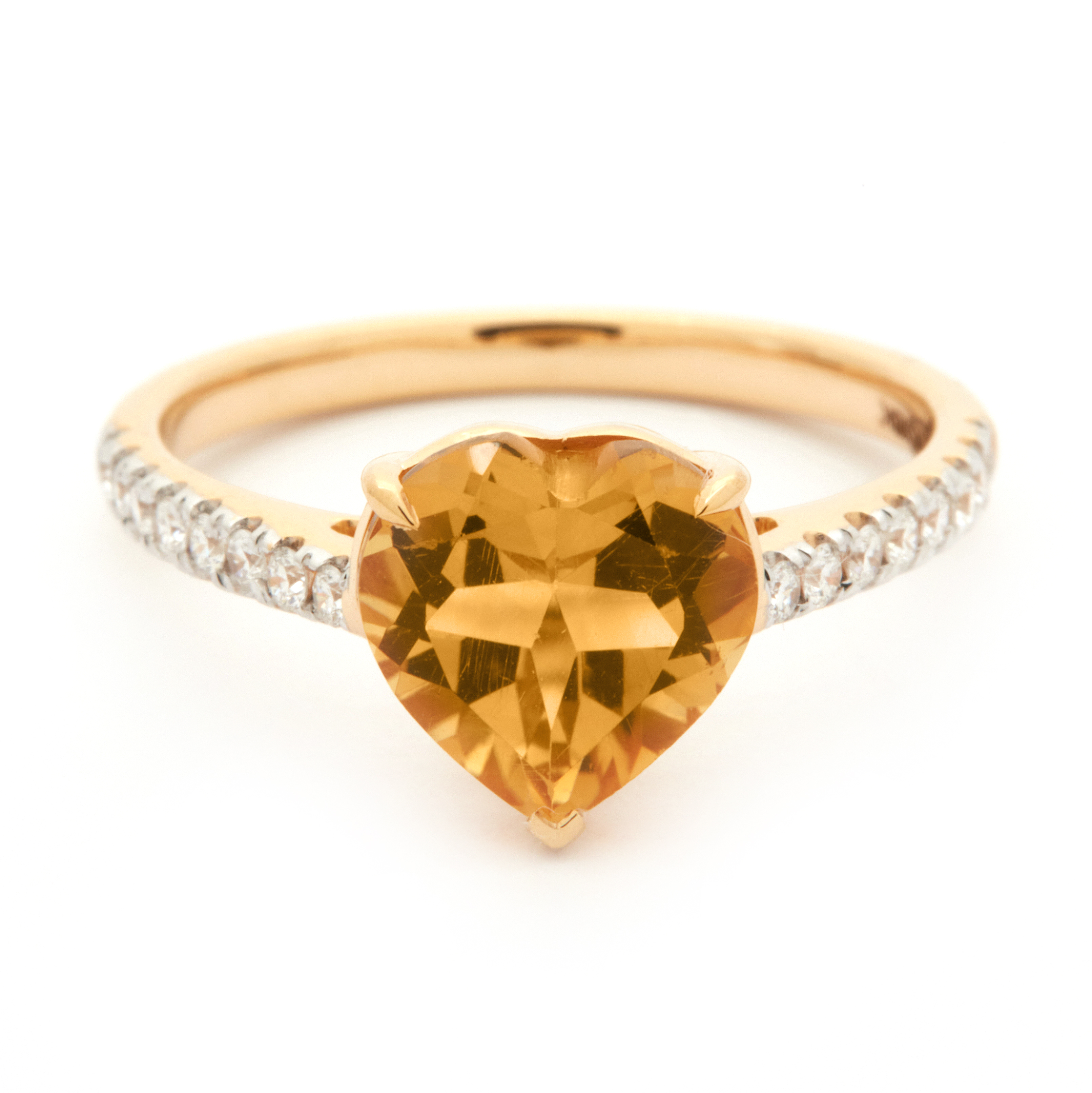 Inel ADORA din aur galben de 18k cu citrin si diamante
