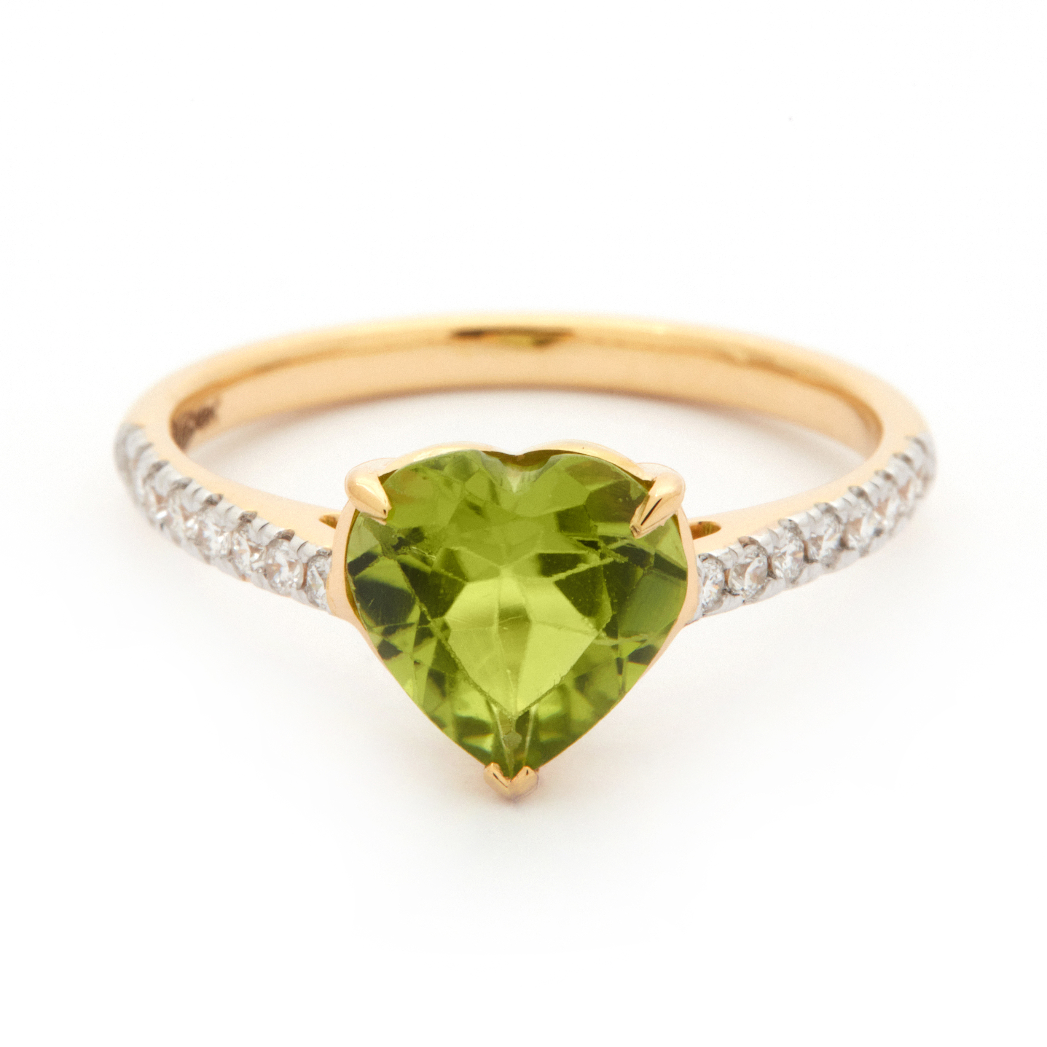 Inel ADORA din aur galben de 18k cu peridot si diamante