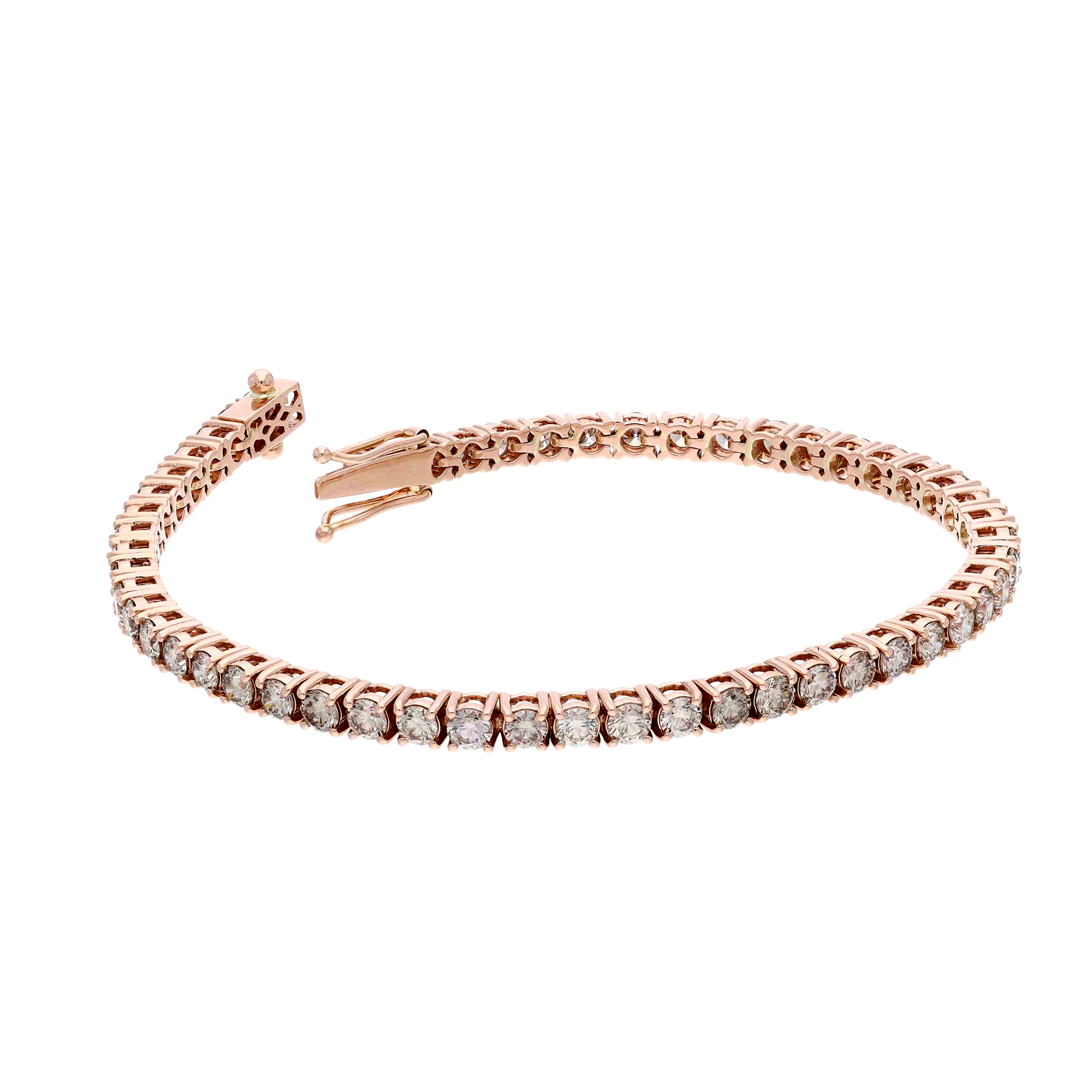 Bratara tennis DIAMONDS din aur roz de 18k cu diamante sampanie