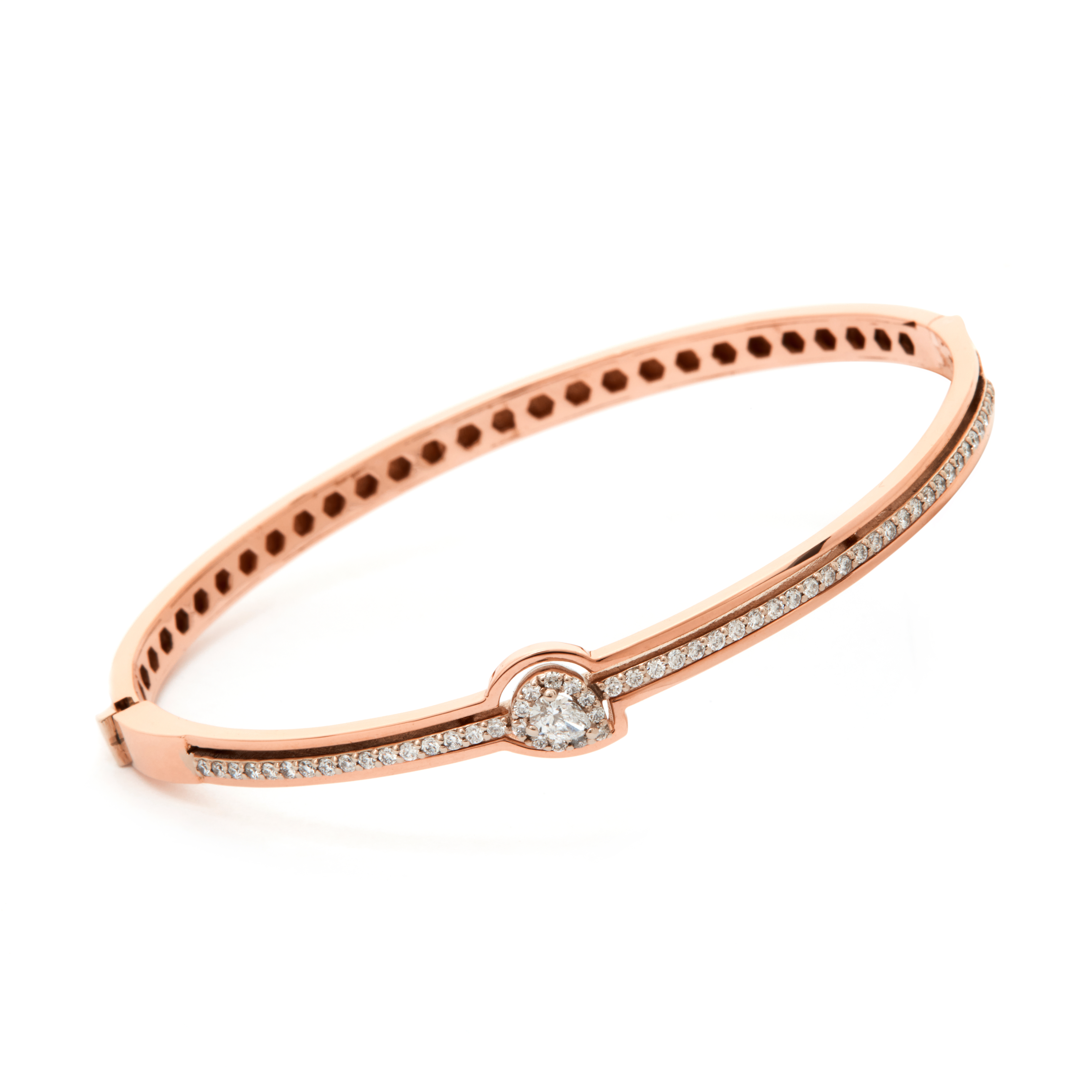 Bratara fixa DIAMONDS din aur roz de 18k cu diamante