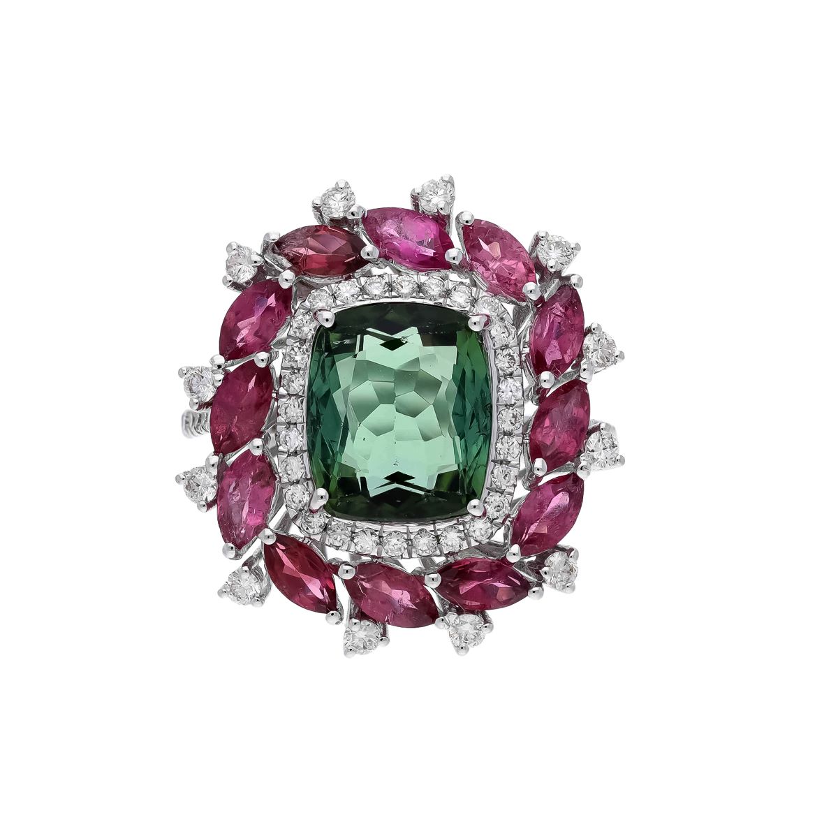Inel GALA din aur alb de 18k cu turmalina si diamante