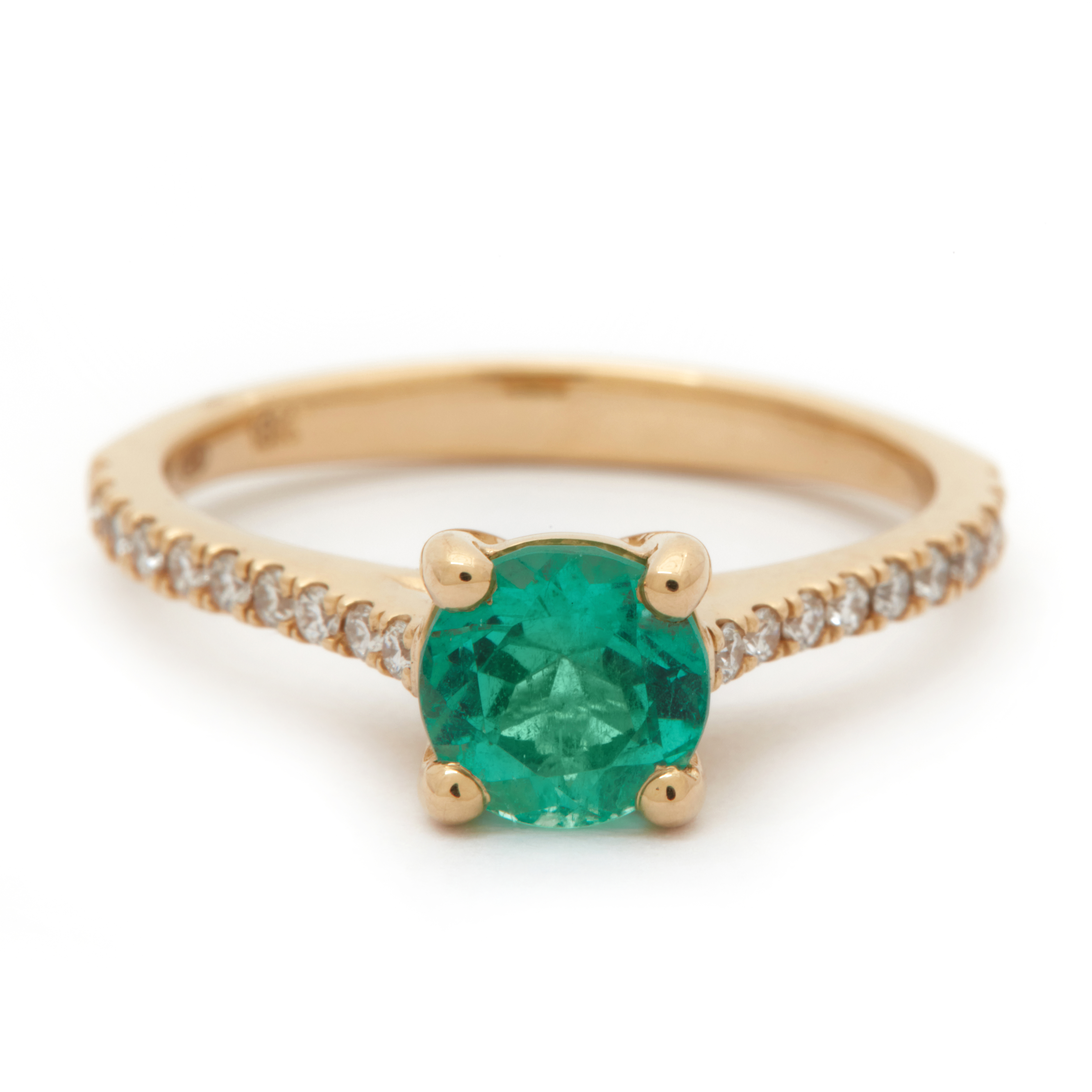 Inel aur galben 18k, smarald 0.86 ct. si diamante 0.17 ct.