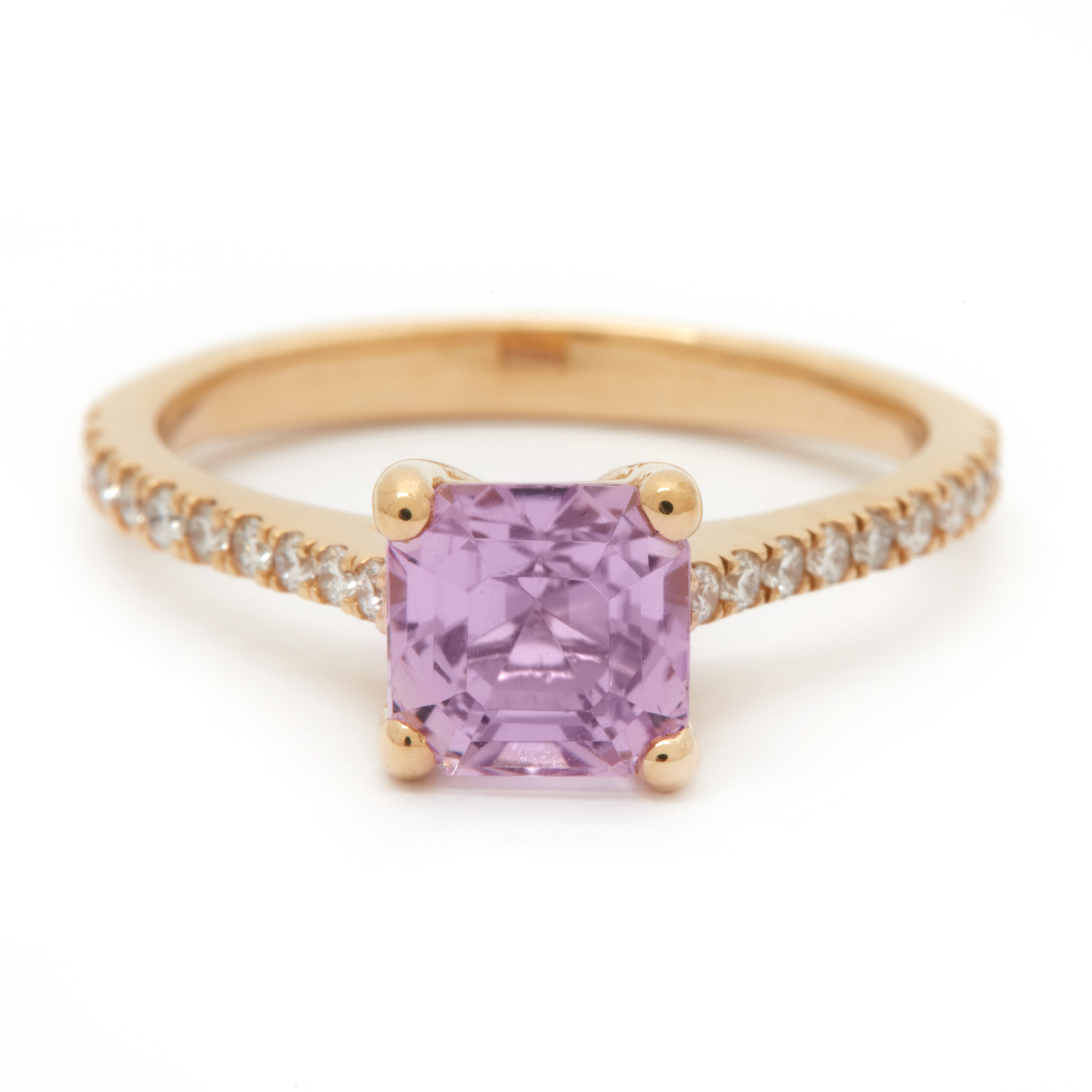 Inel TIMELESS din aur galben de 18k, kunzit si diamante