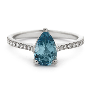 Inel TIMELESS din aur alb de 18k cu acvamarin si diamante