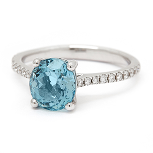 Inel TIMELESS din aur alb de 18k cu acvamarin si diamante