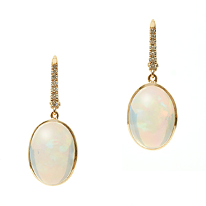 Cercei VESTA din aur galben de 18k cu opal si diamante