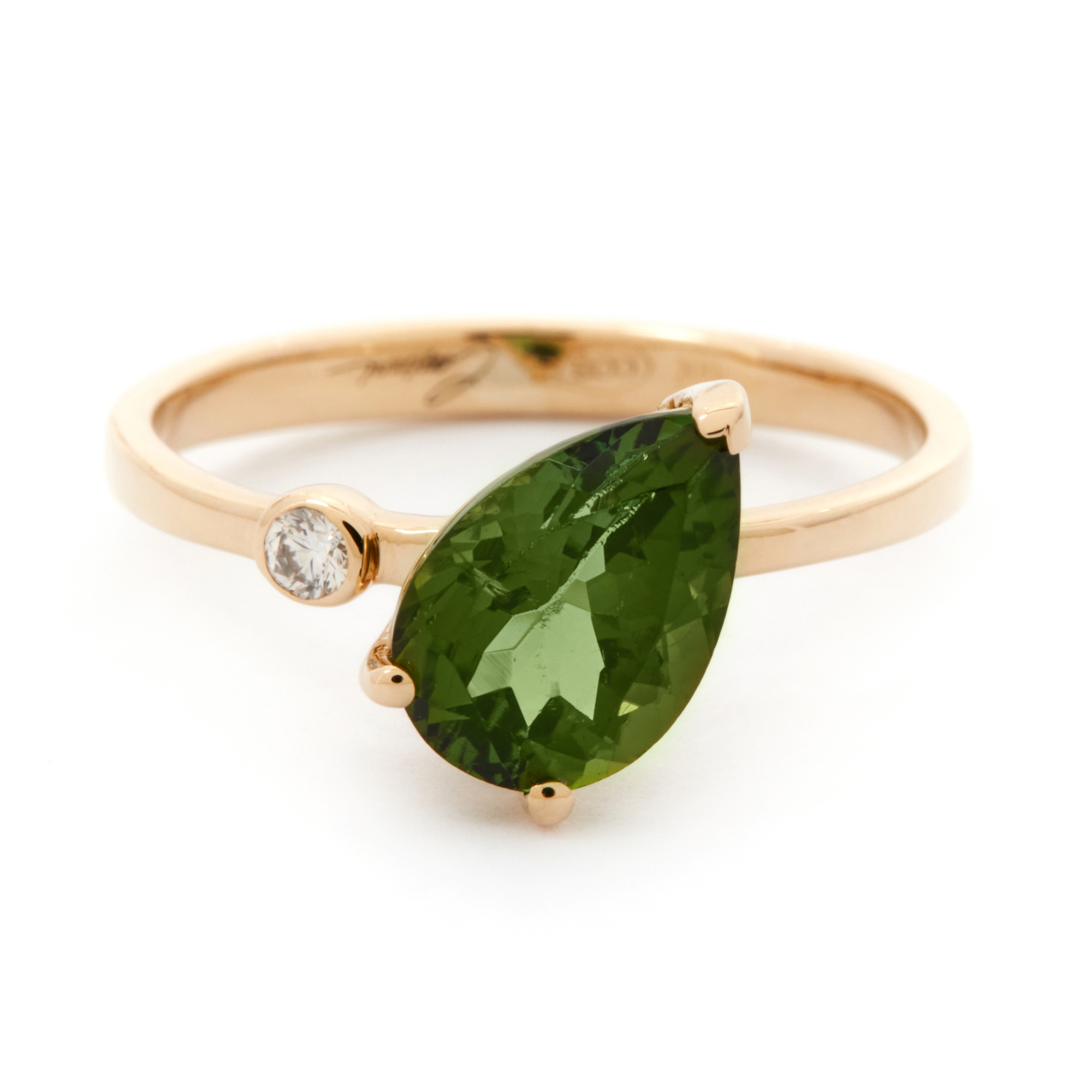 Inel TIMELESS din aur galben de 18k cu turmalina si diamant