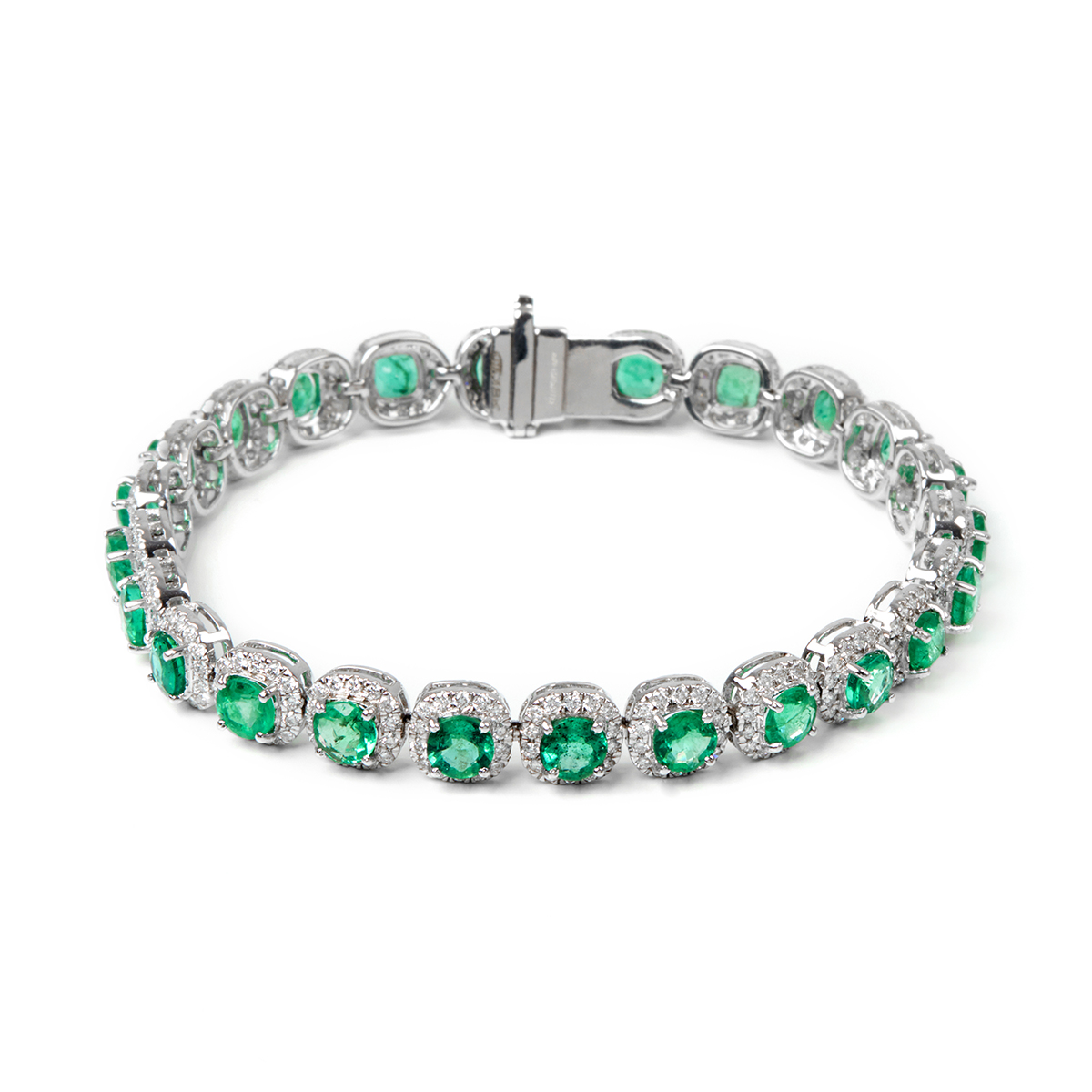 Bratara TIMELESS din aur alb de 18k cu smaralde si diamante