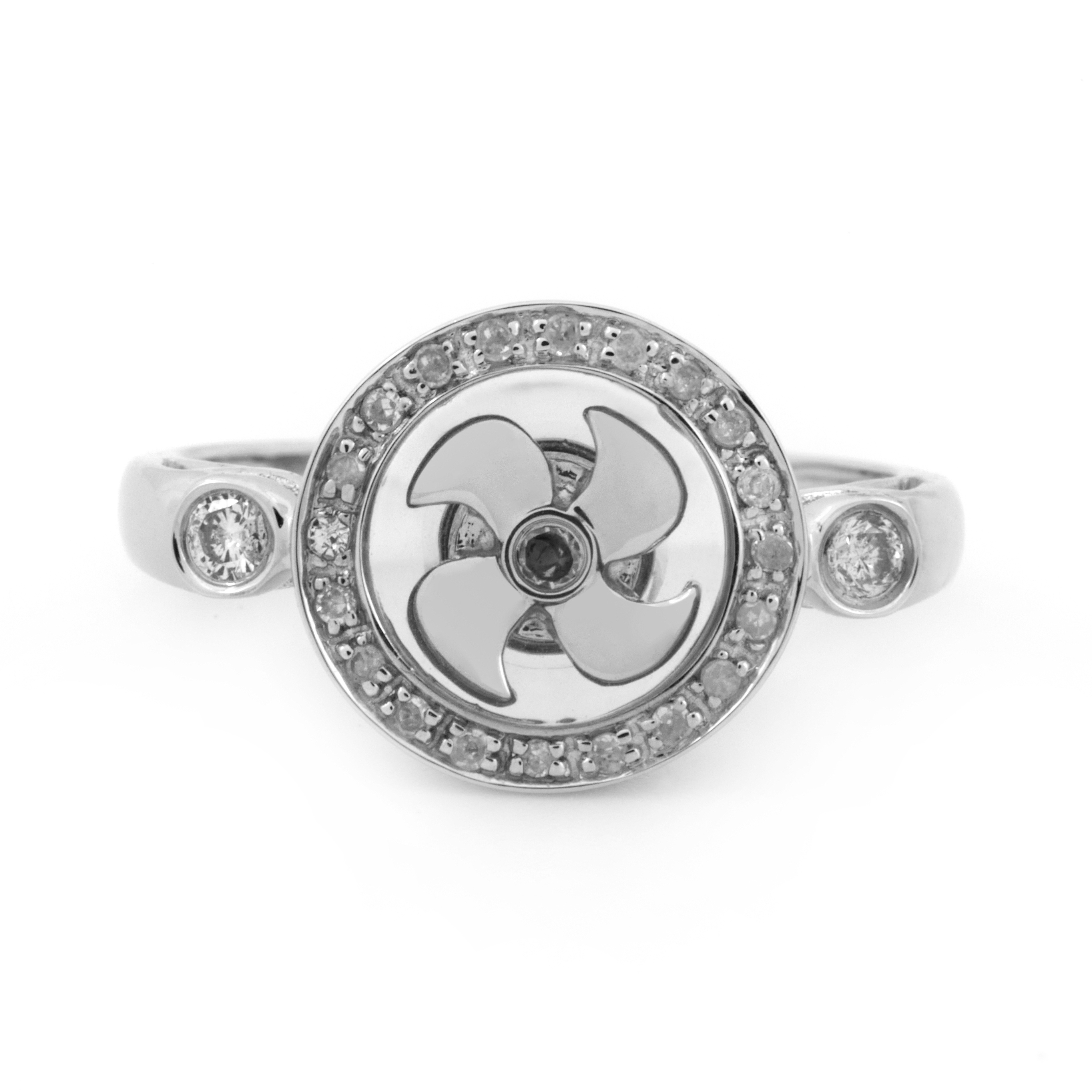Inel DIAMONDS din aur alb de 18k cu diamante si sticla safir