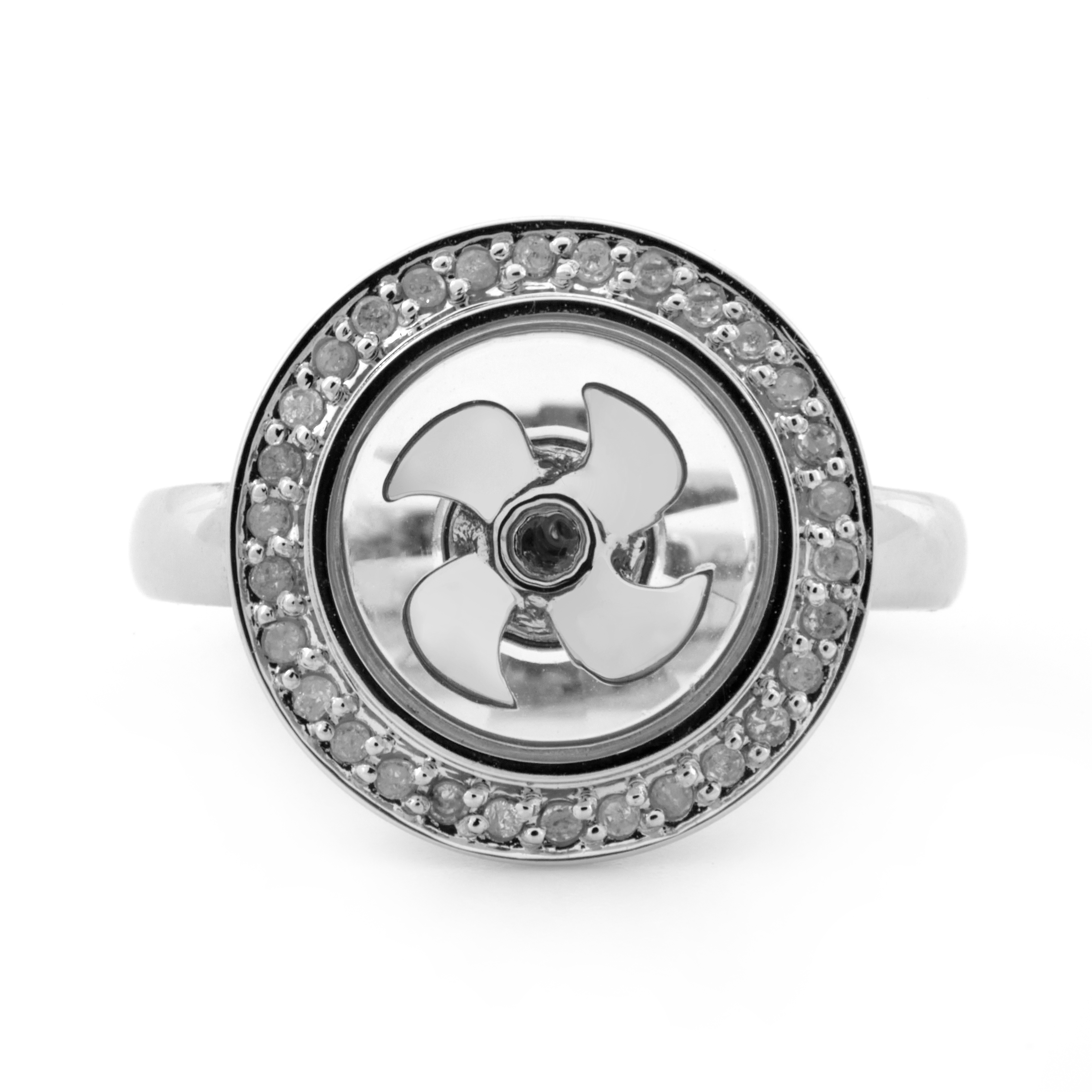 Inel DIAMONDS din aur alb de 18k cu diamante si sticla safir