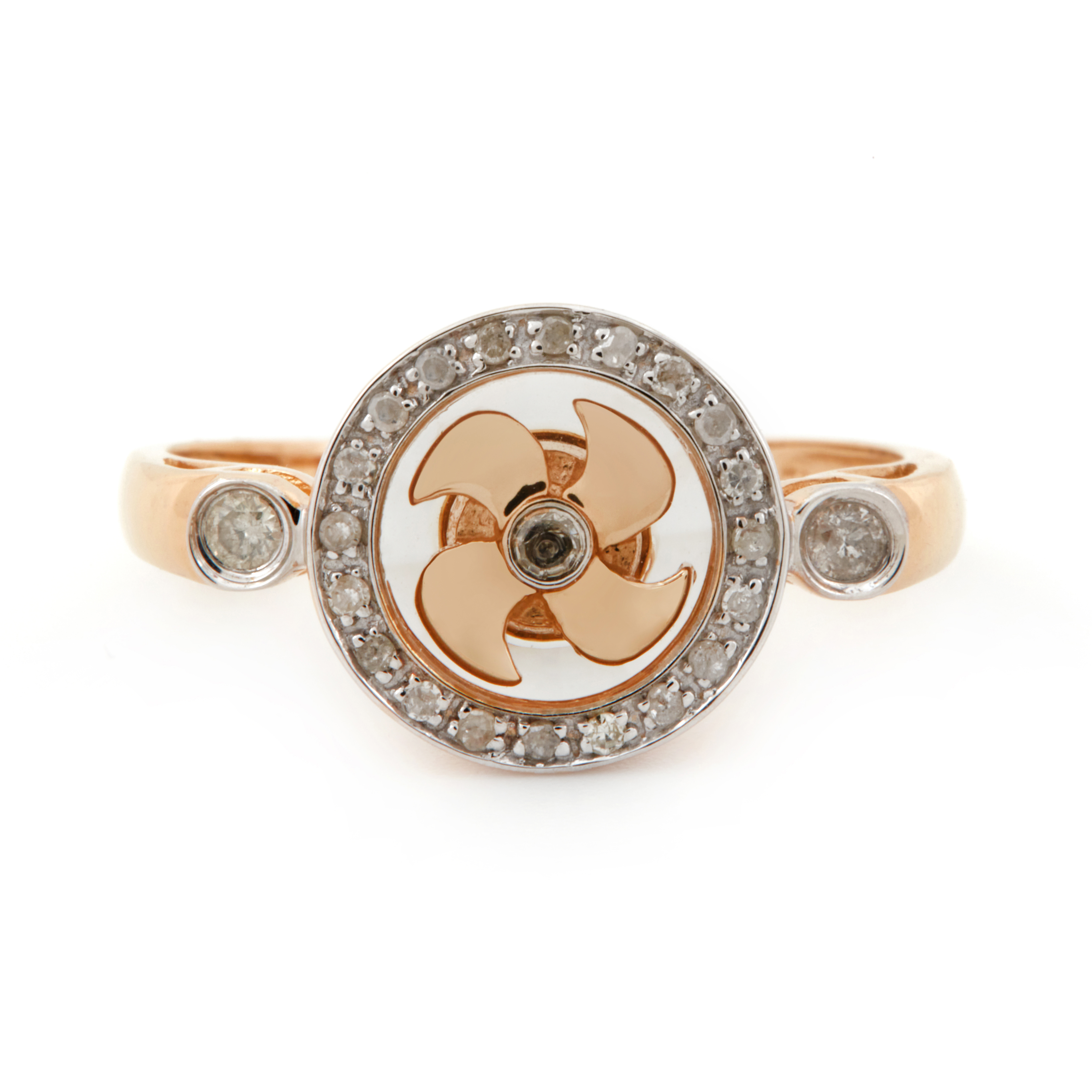 Inel DIAMONDS din aur galben de 18k cu diamante si sticla safir