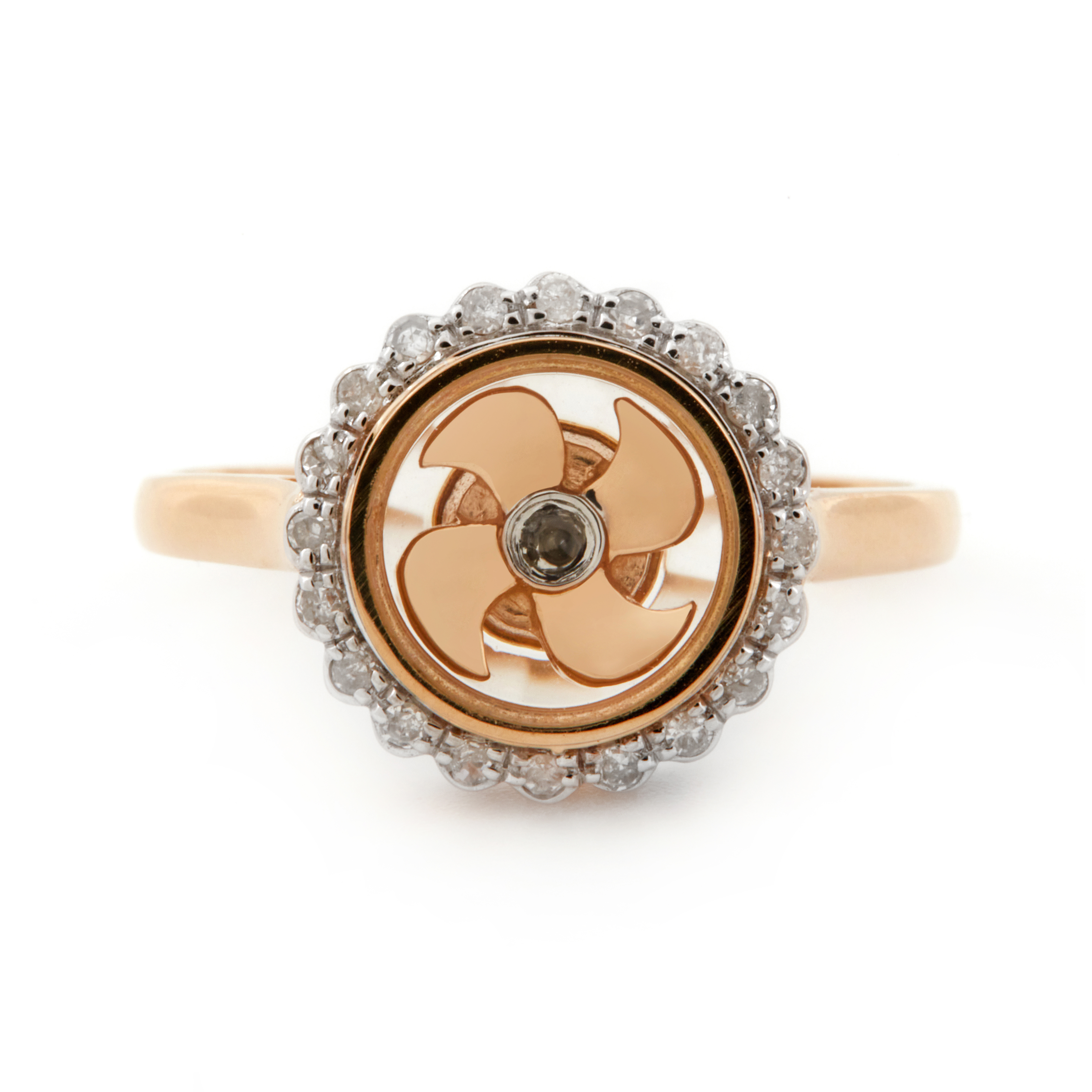 Inel DIAMONDS din aur galben de 18k cu diamante si sticla safir