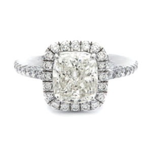 Inel DIAMONDS din aur alb de 18k cu diamant central de 3.01 ct (HRD) si diamante anturaj 0.5 ct.