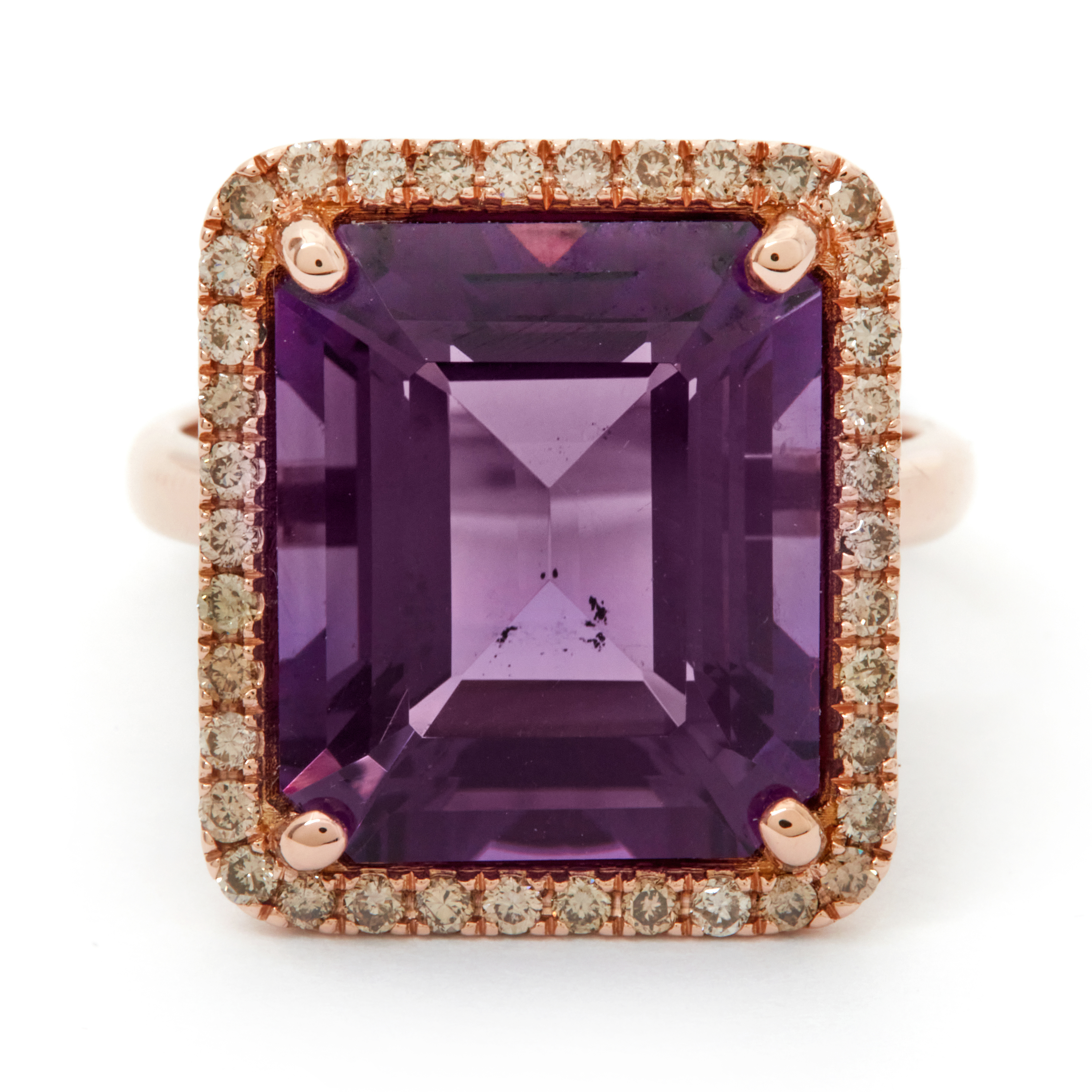 Inel TIMELESS din aur roz de 18k cu ametist si diamante