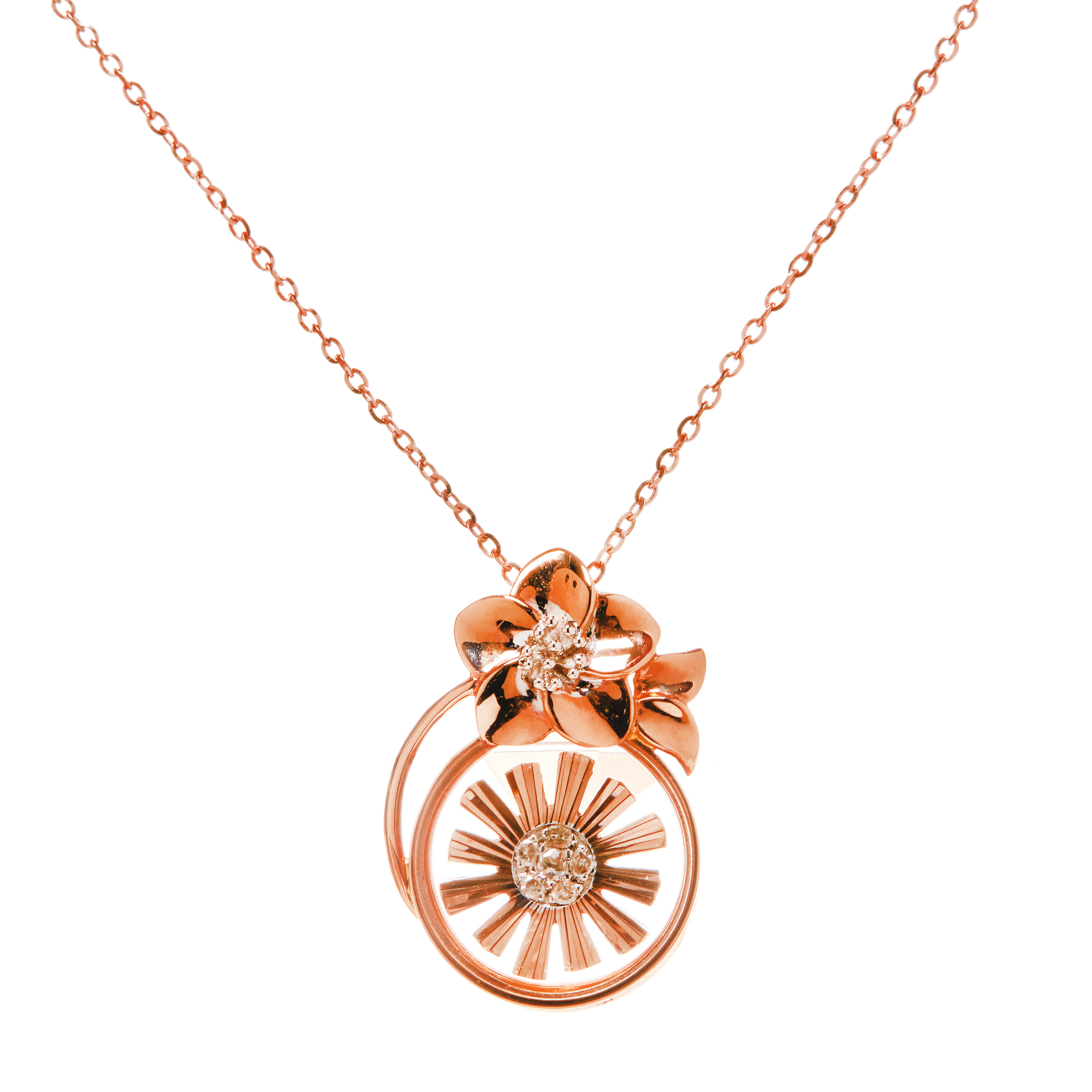 Pandantiv DIAMONDS din aur roz de 18k cu diamante si sticla safir