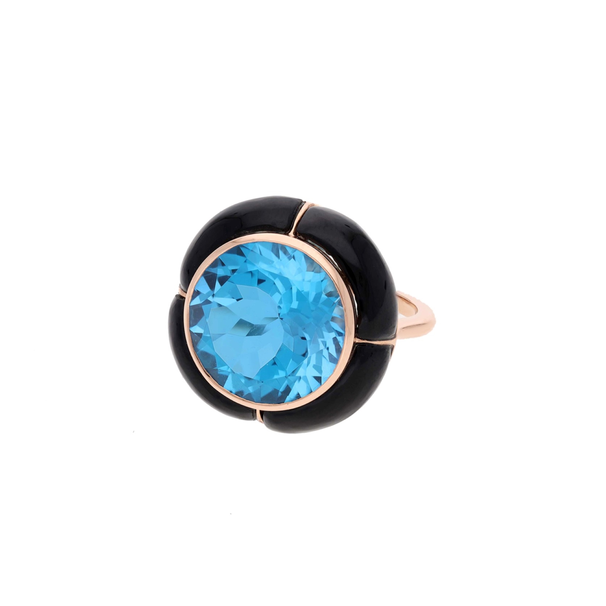 Inel TIMELESS din aur roz de 18k cu topaz si onix
